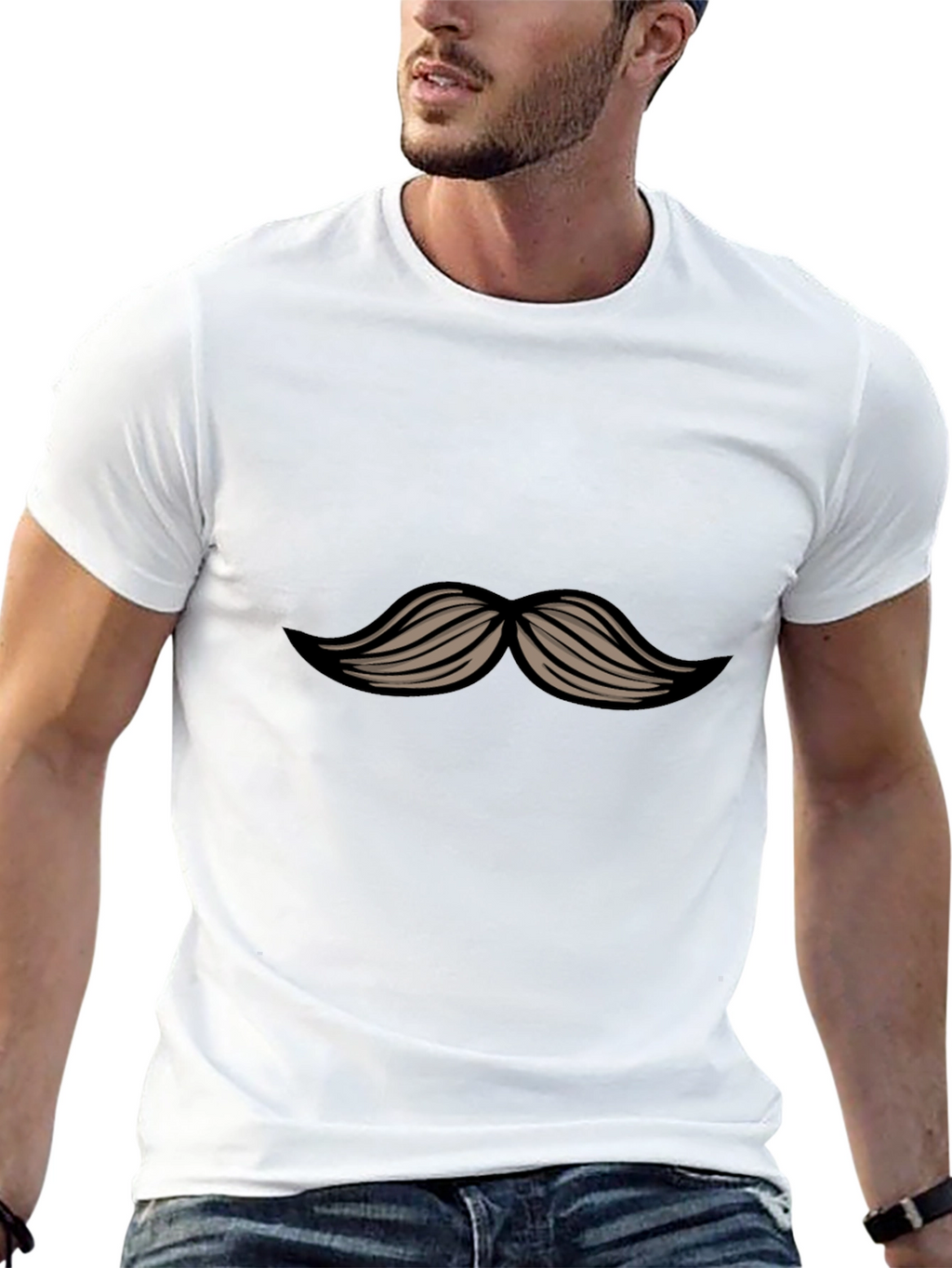 Mustache Graphic Black T-Shirt