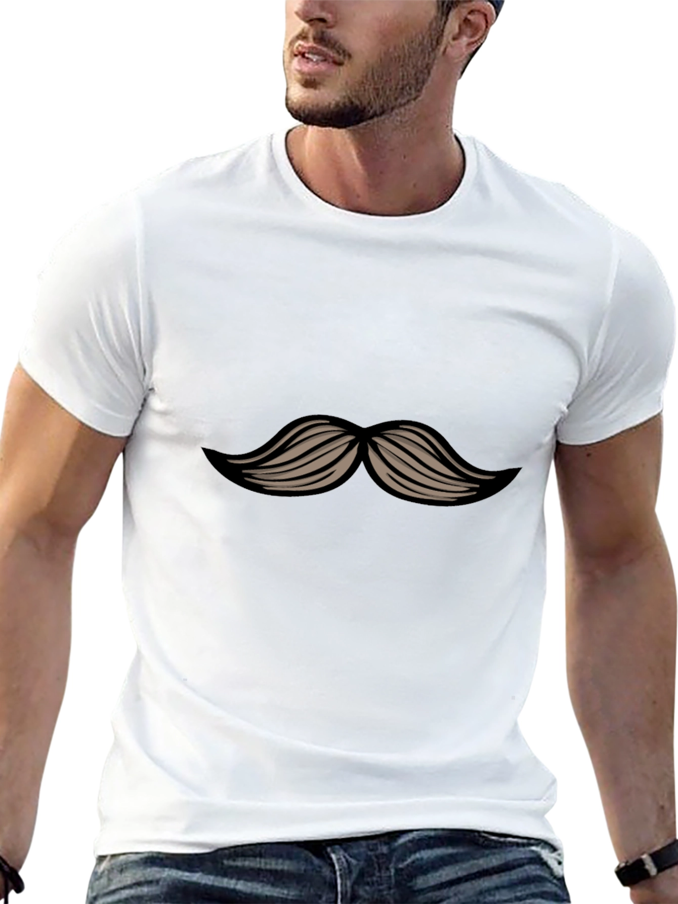 Mustache Graphic Black T-Shirt