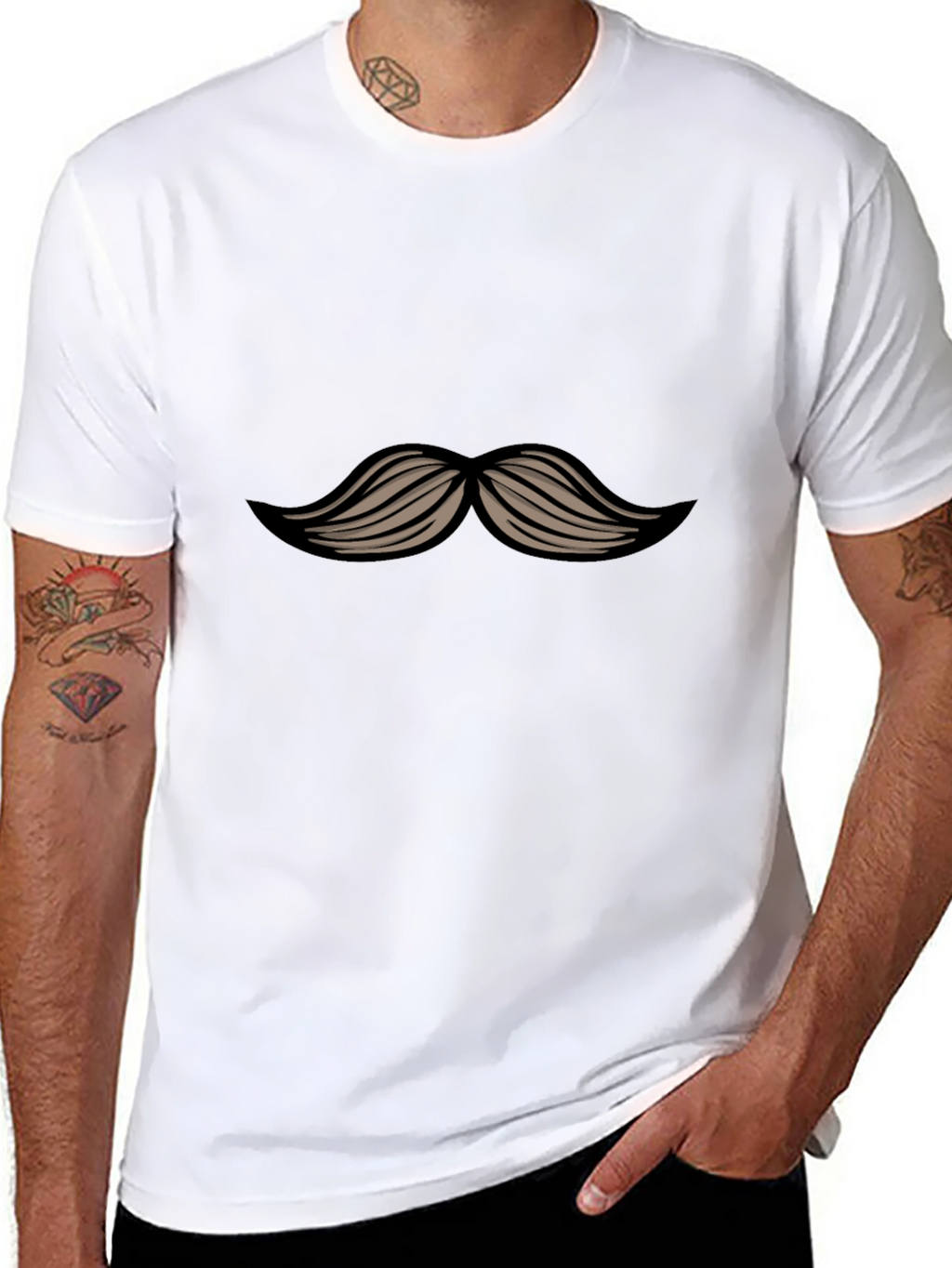 Mustache Graphic Black T-Shirt