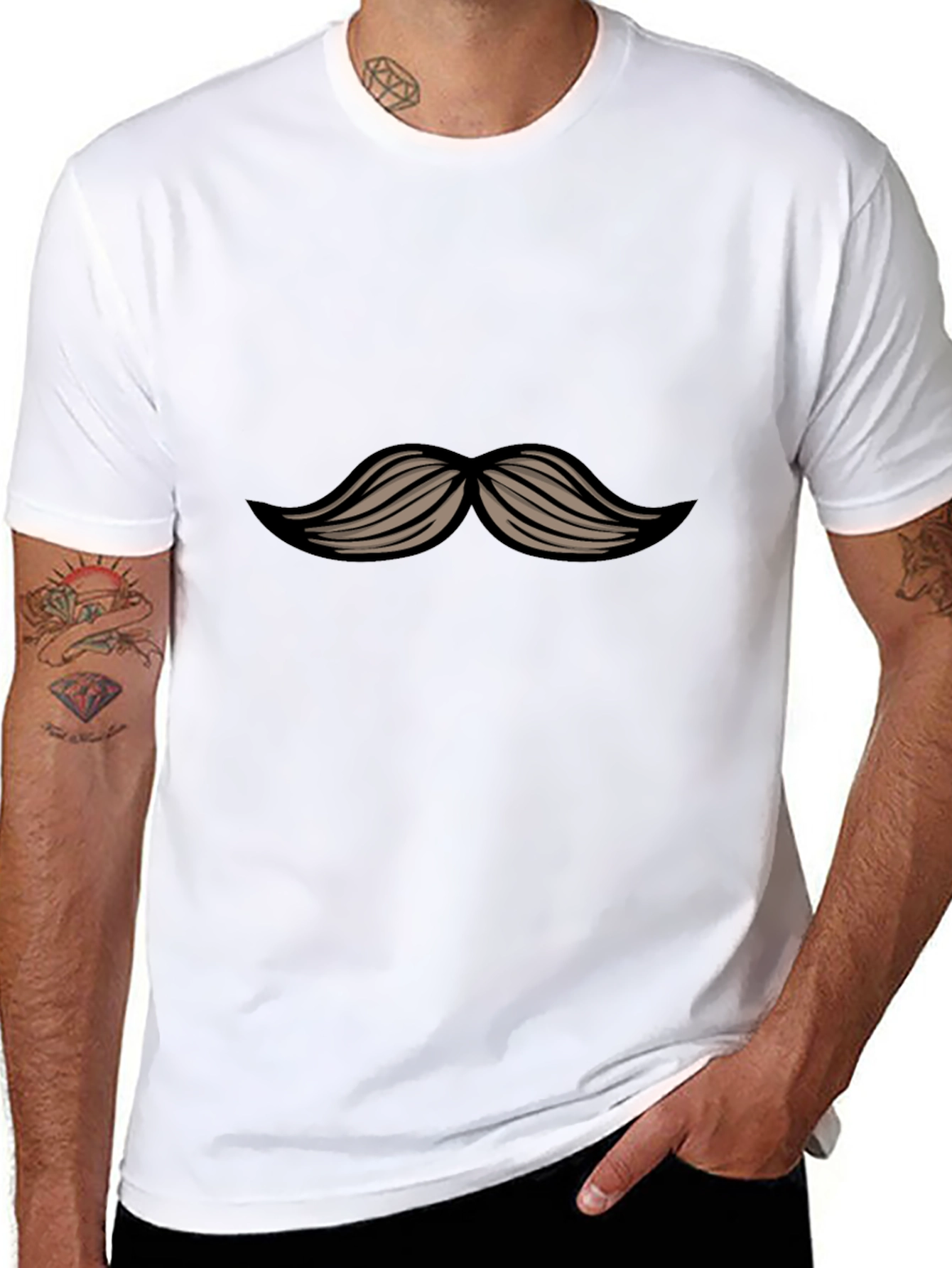 Mustache Graphic Black T-Shirt