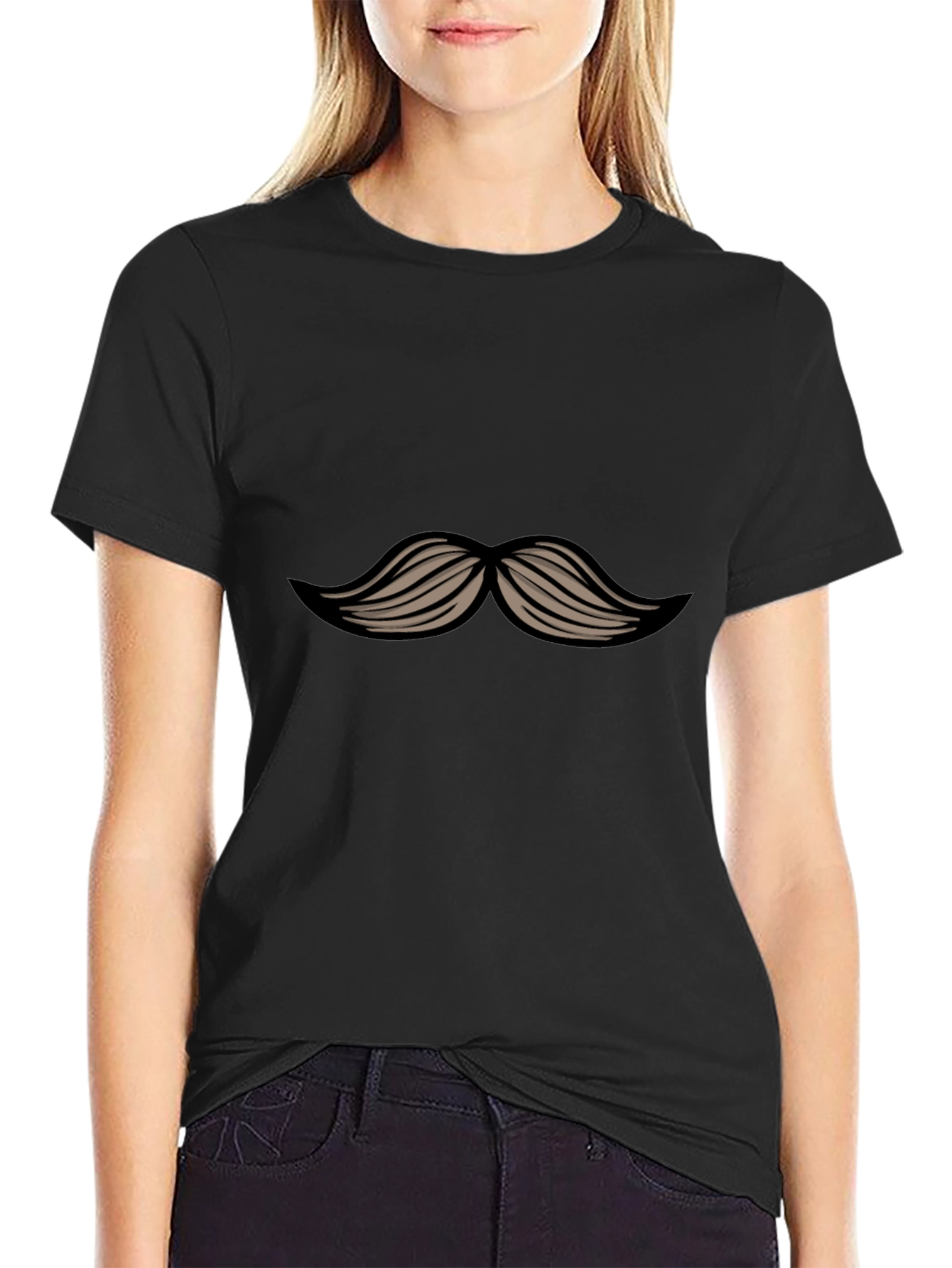 Mustache Graphic Black T-Shirt