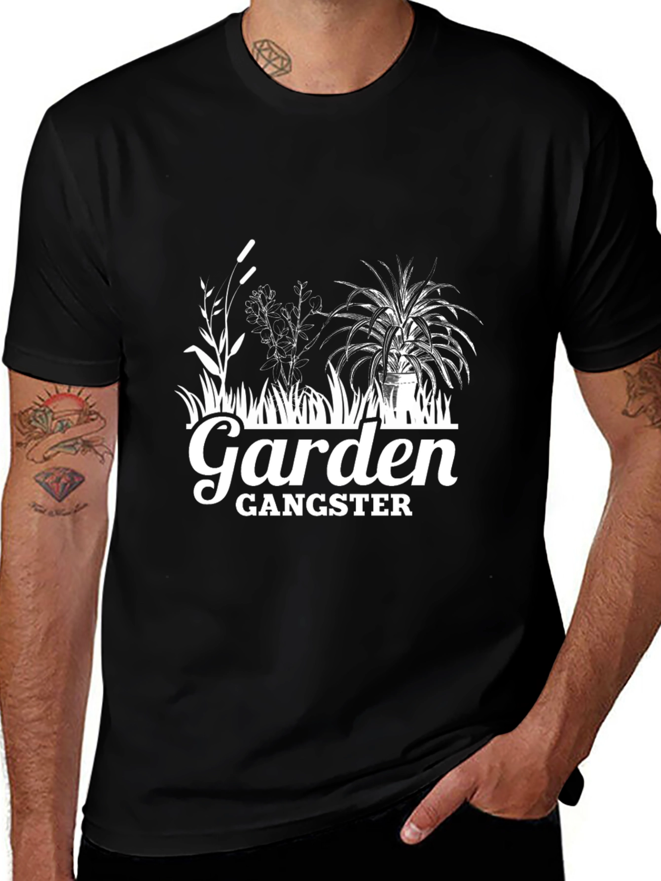 Garden Gangster Graphic Tee - Black Cotton