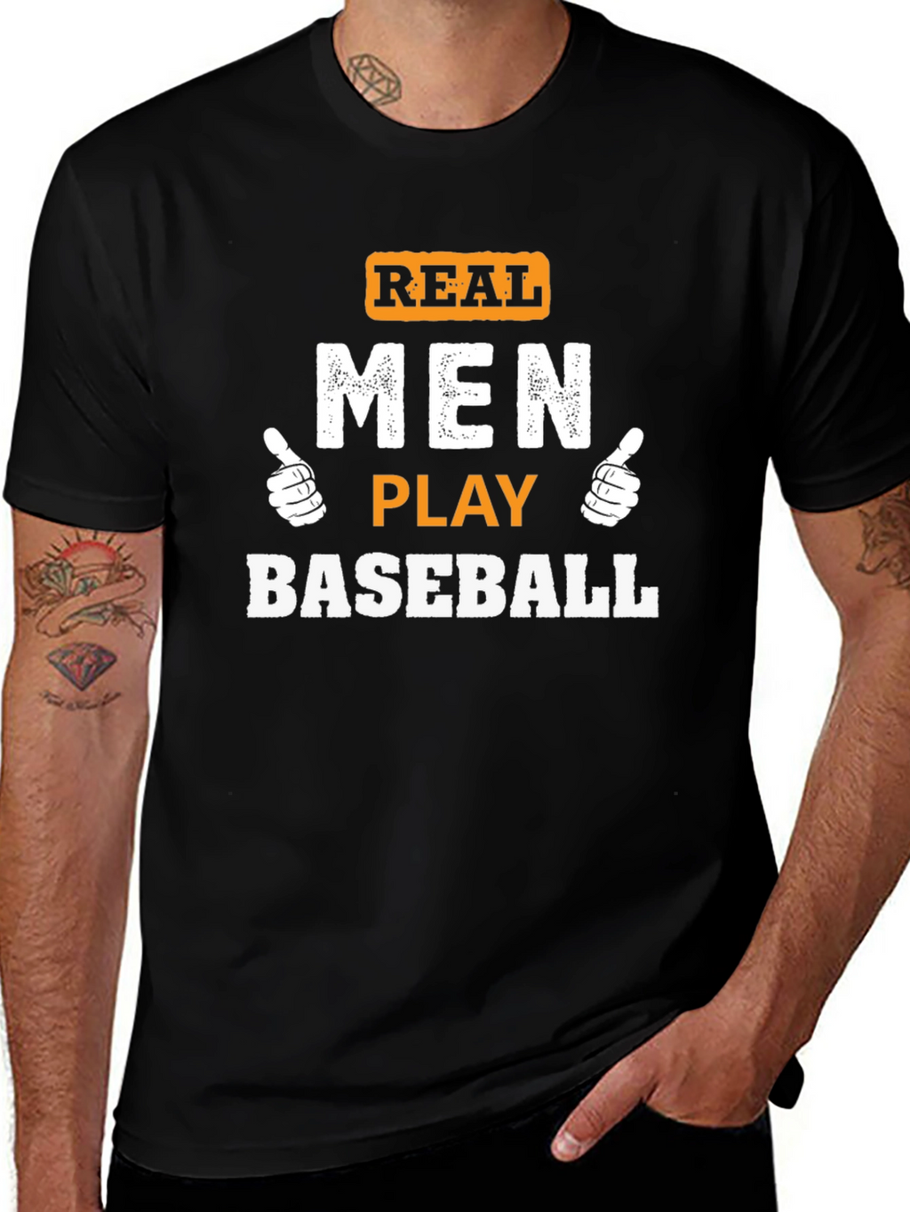 Real Men Play Baseball Graphic Tee