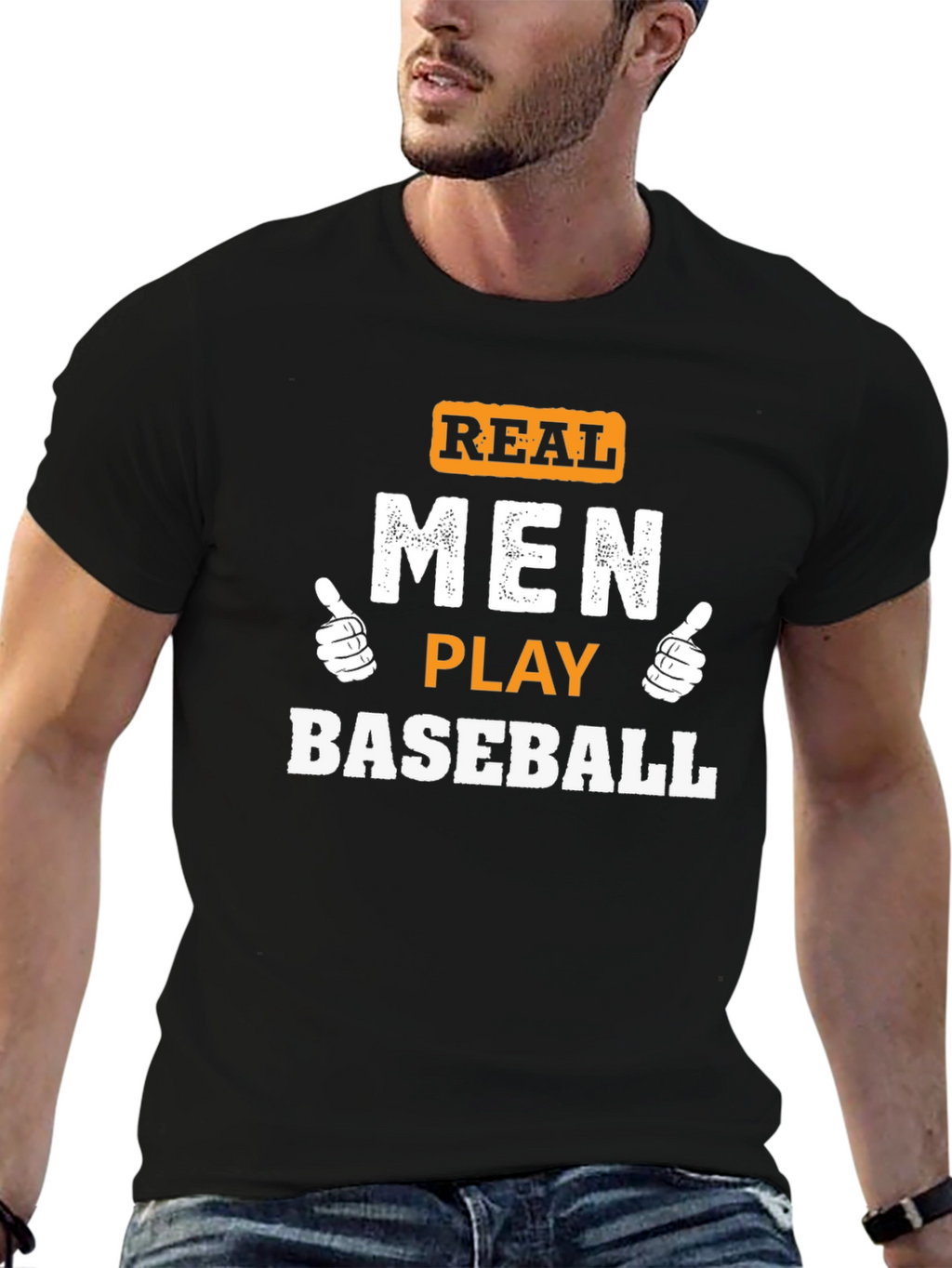 Real Men Play Baseball Graphic Tee
