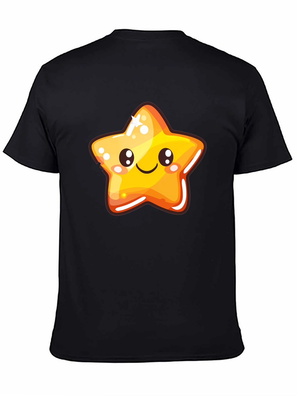 Cute Cartoon Star Black T-Shirt