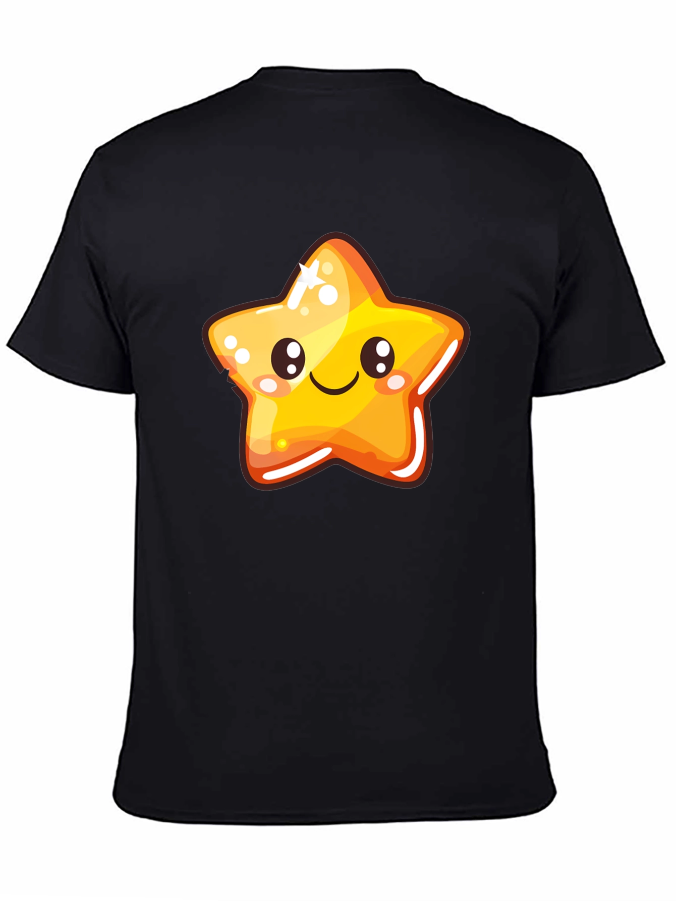 Cute Cartoon Star Black T-Shirt