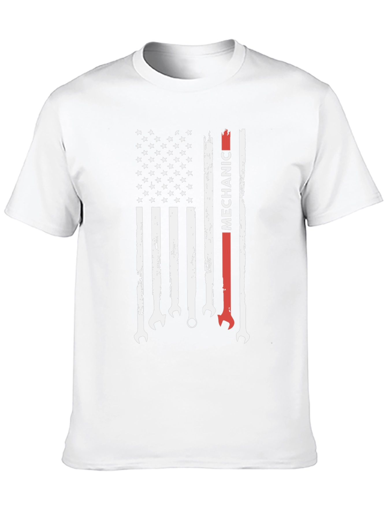 Mechanic American Flag Graphic Tee - Patriotic Wrench T-Shirt