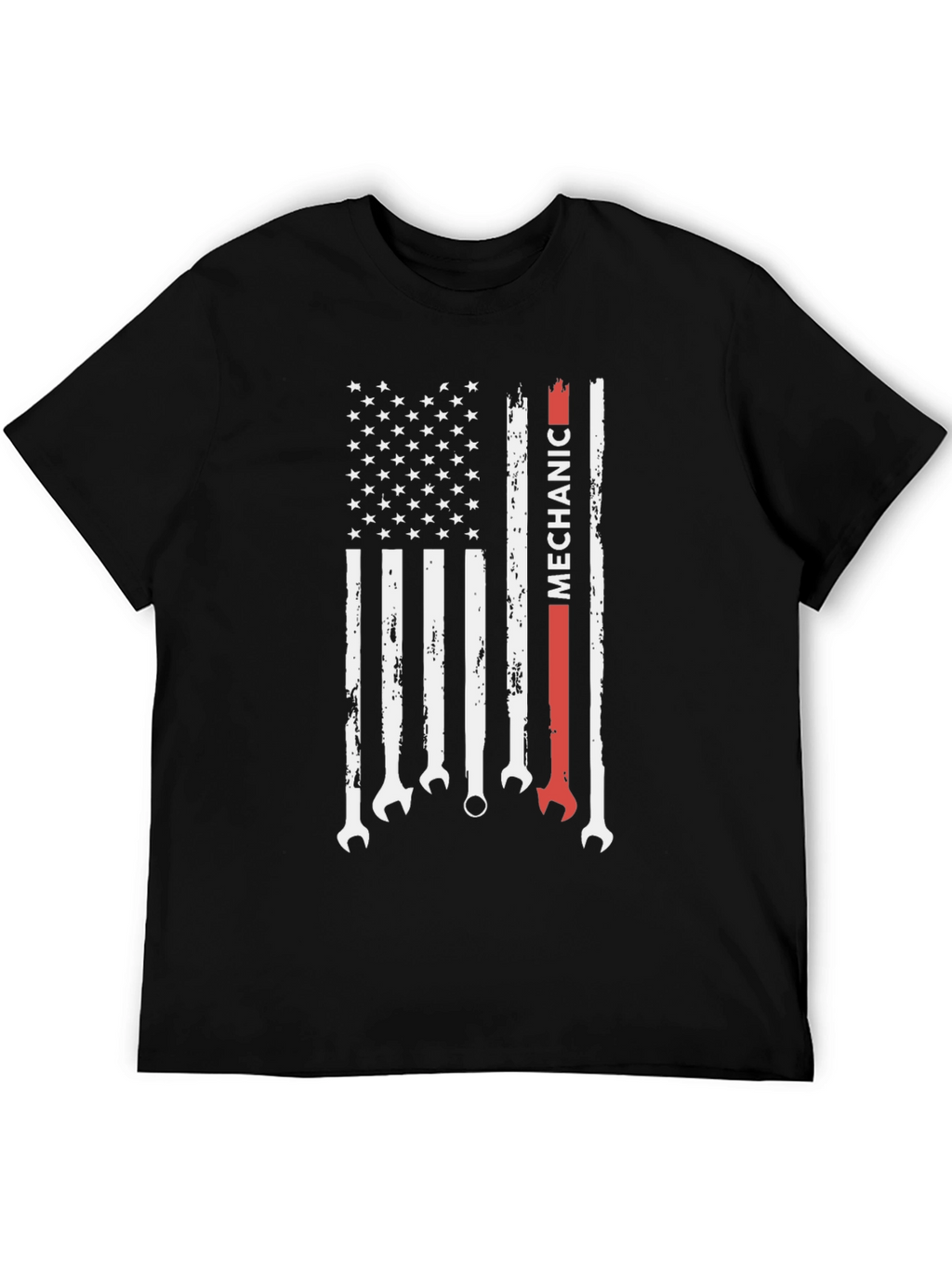 Mechanic American Flag Graphic Tee - Patriotic Wrench T-Shirt