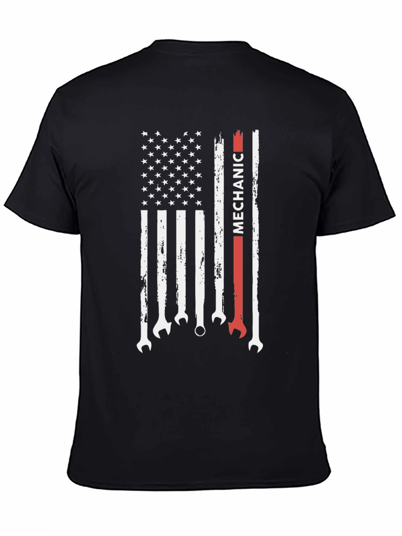 Mechanic American Flag Graphic Tee - Patriotic Wrench T-Shirt