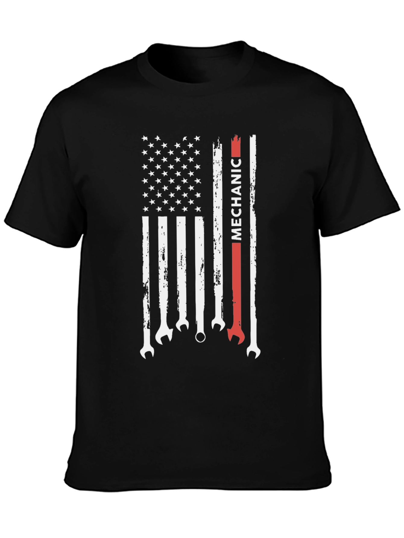 Mechanic American Flag Graphic Tee - Patriotic Wrench T-Shirt
