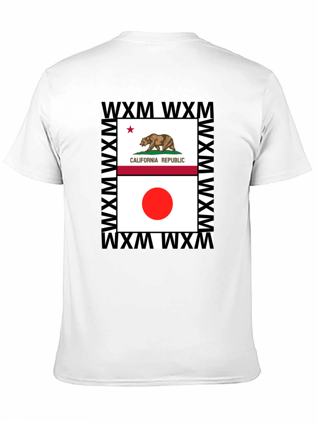 California Japan Flag Graphic Print Black Tee