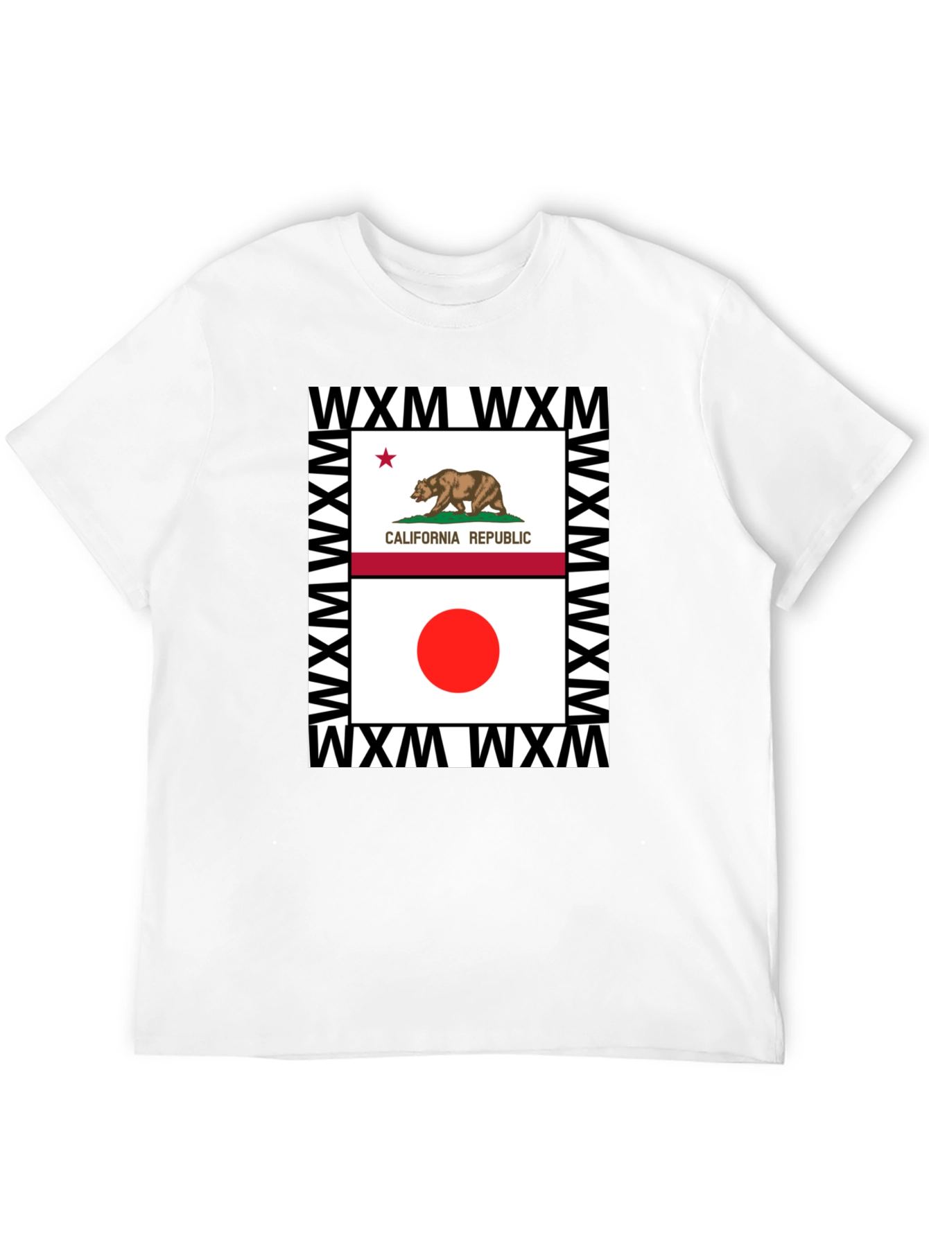 California Japan Flag Graphic Print Black Tee