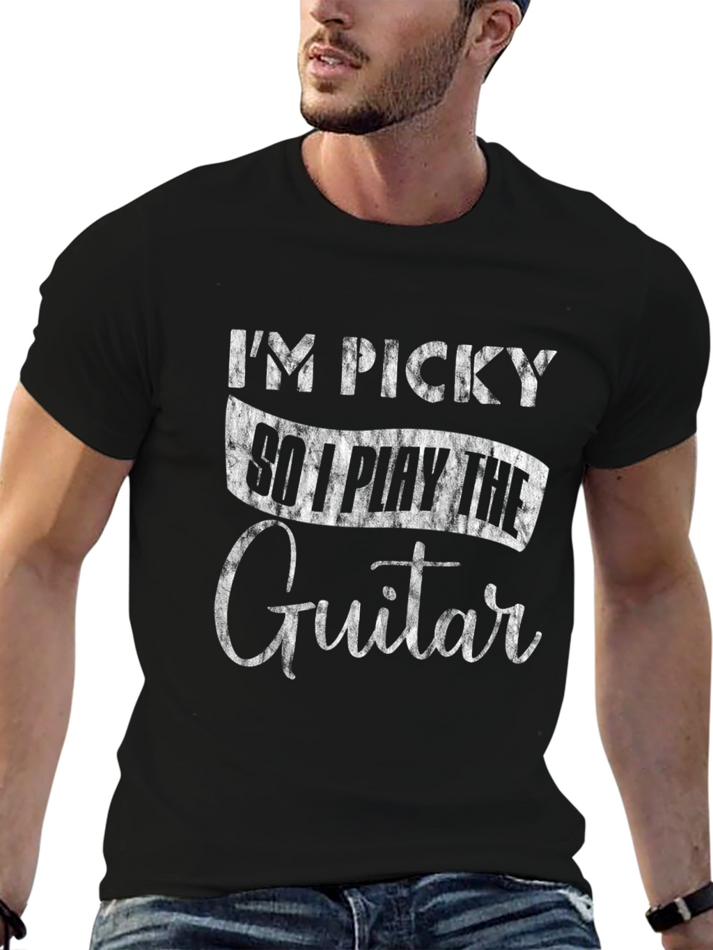Im Picky So I Play the Guitar Black T-Shirt