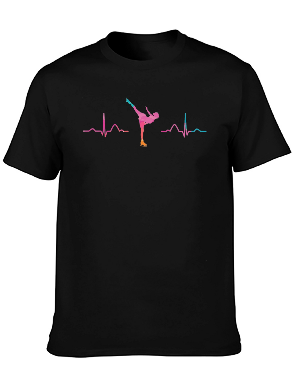 Ice Skating Heartbeat T-Shirt - Black