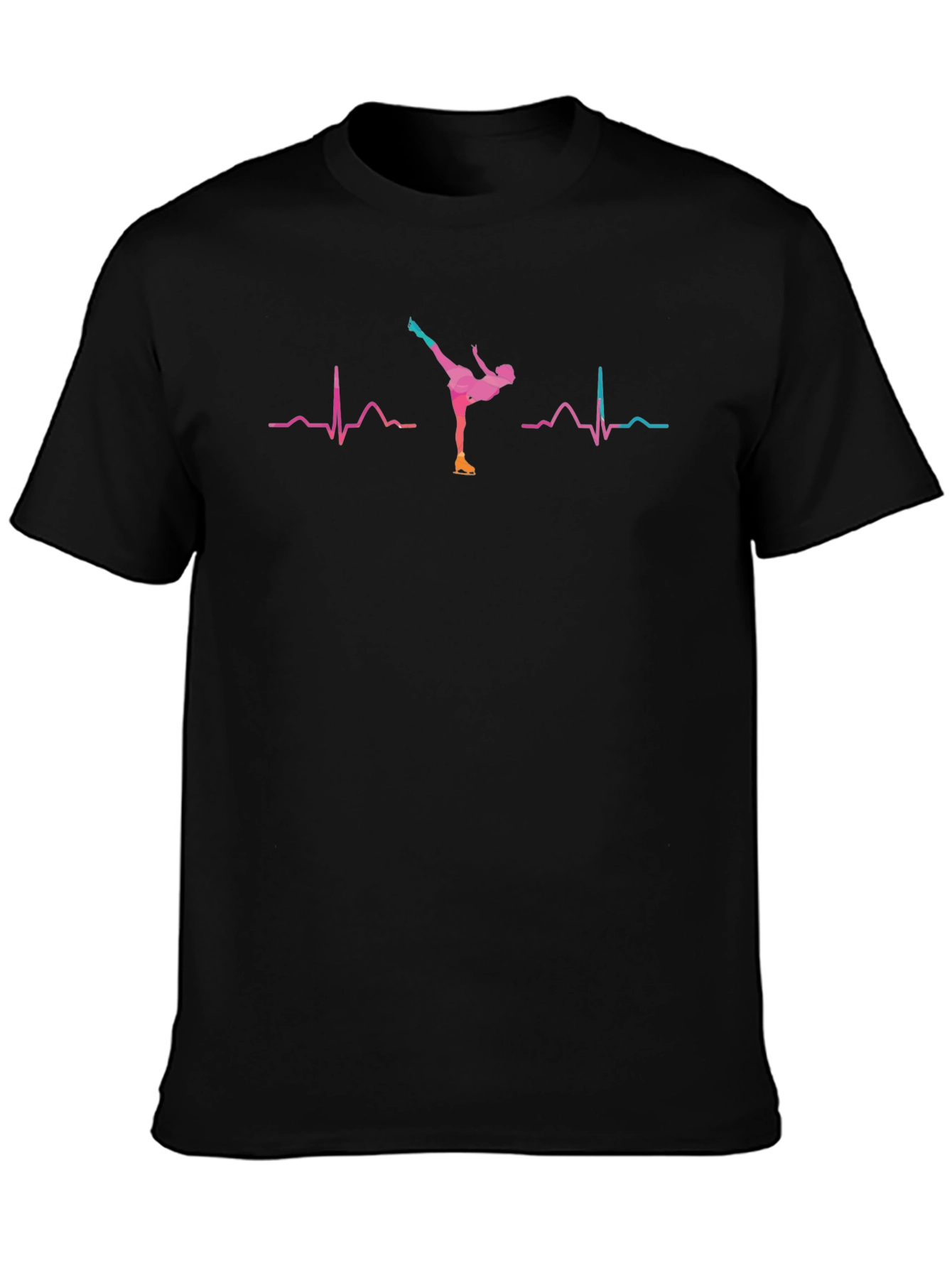Ice Skating Heartbeat T-Shirt - Black