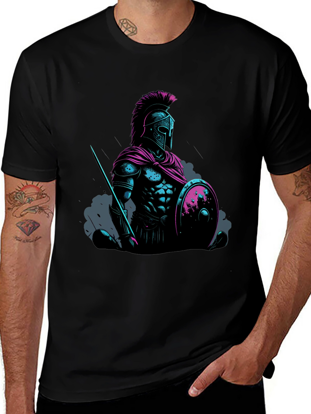 Spartan Warrior Graphic Tee - Black