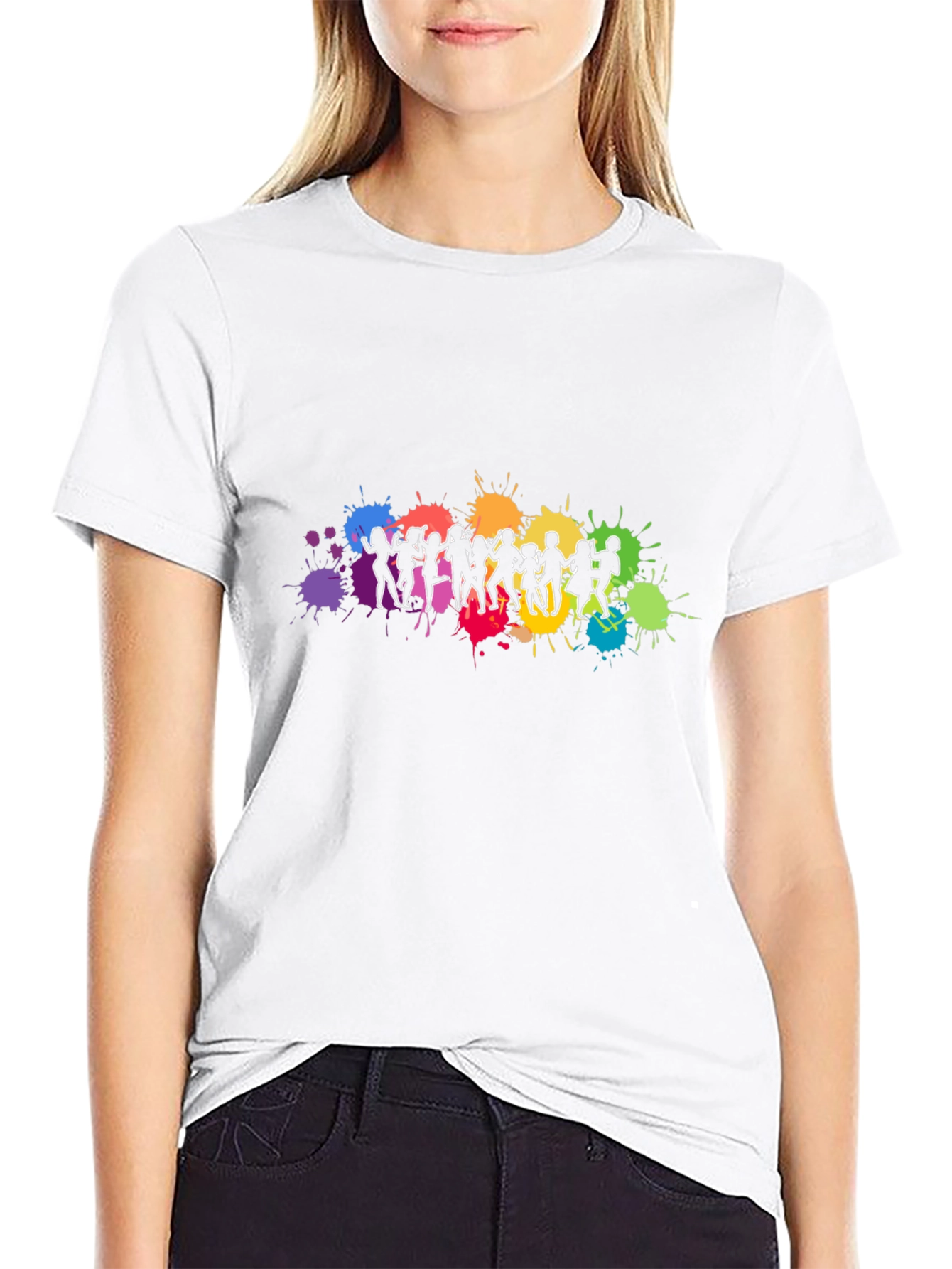 Vibrant Dancing Silhouettes Graphic Black T-Shirt