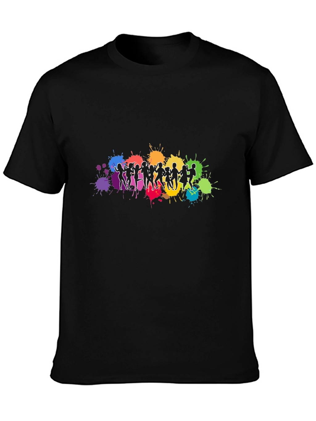 Vibrant Dancing Silhouettes Graphic Black T-Shirt