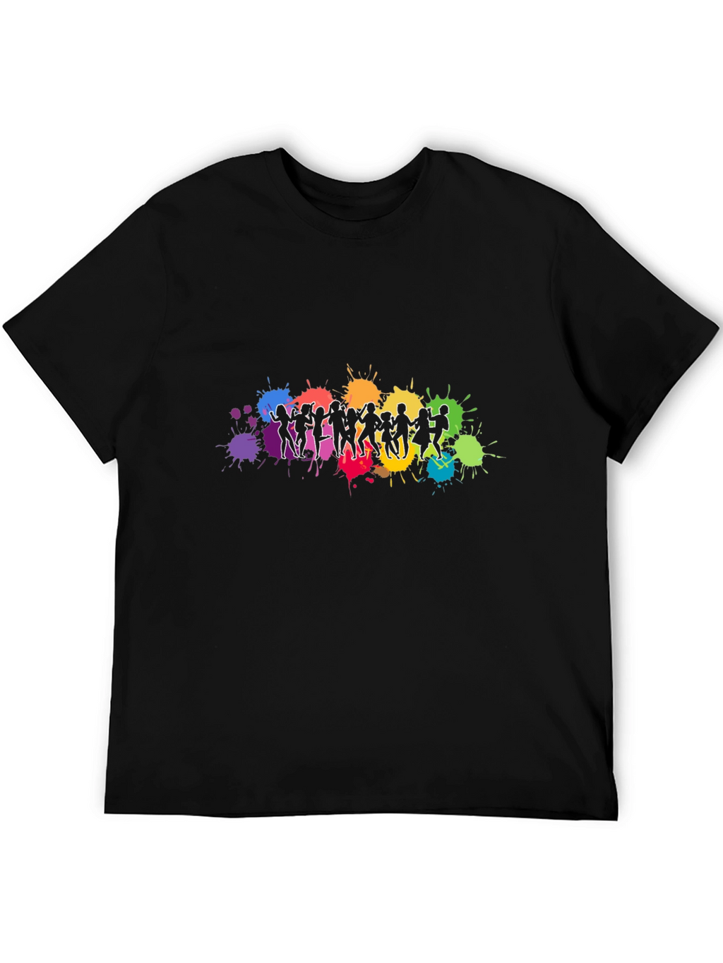 Vibrant Dancing Silhouettes Graphic Black T-Shirt