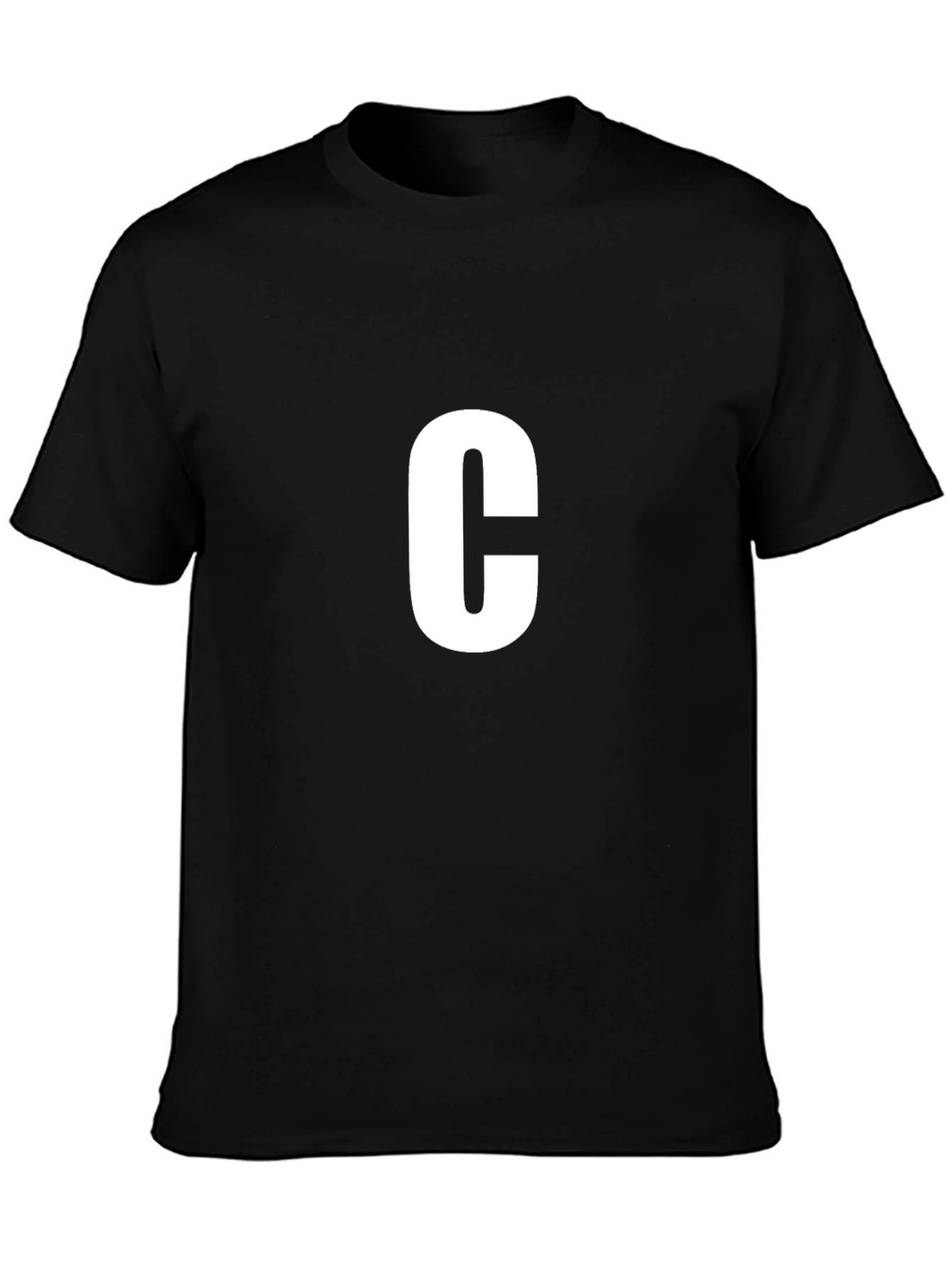 Letter C Black T-Shirt - Casual Cotton Tee