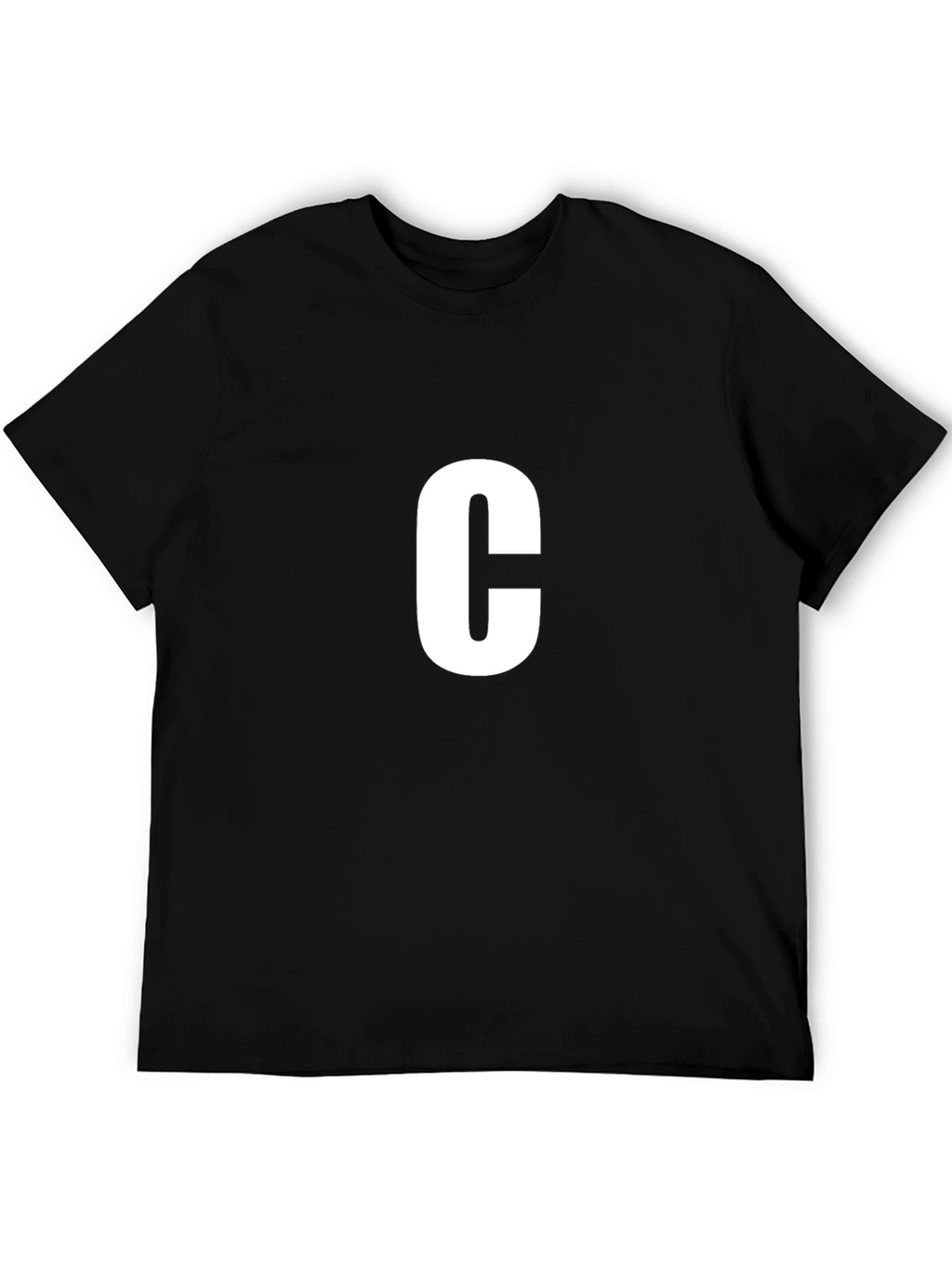 Letter C Black T-Shirt - Casual Cotton Tee