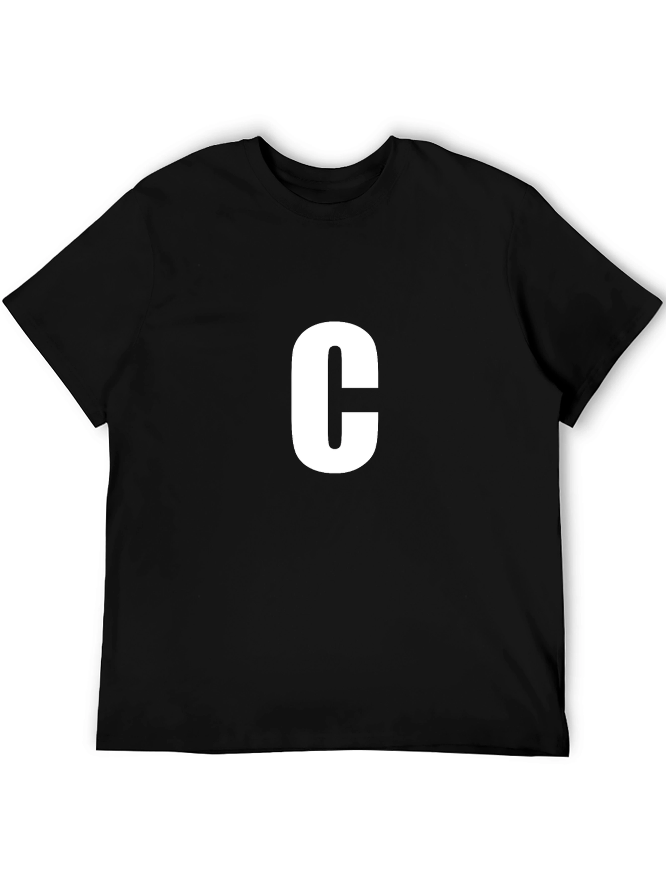 Letter C Black T-Shirt - Casual Cotton Tee