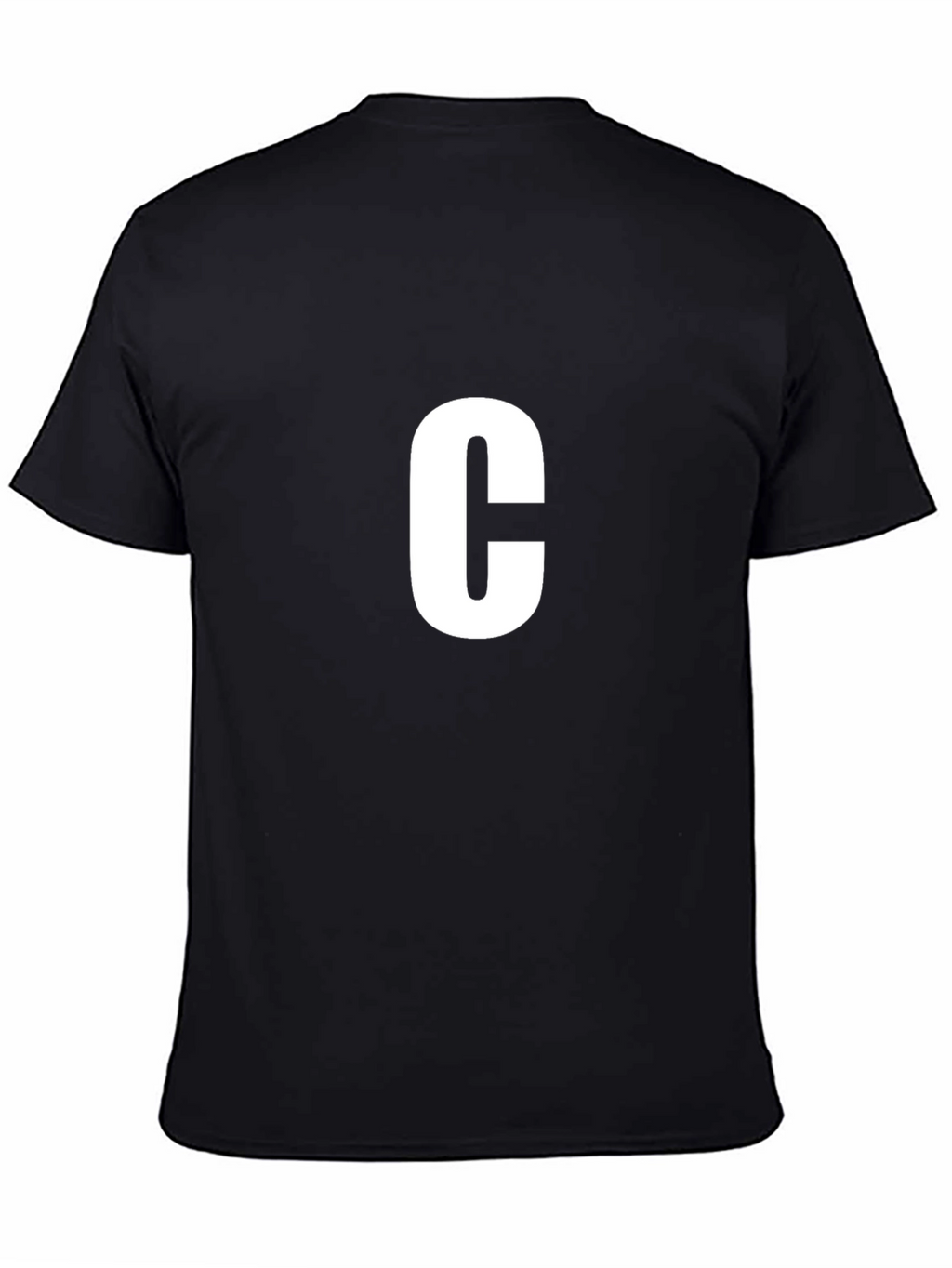Letter C Black T-Shirt - Casual Cotton Tee