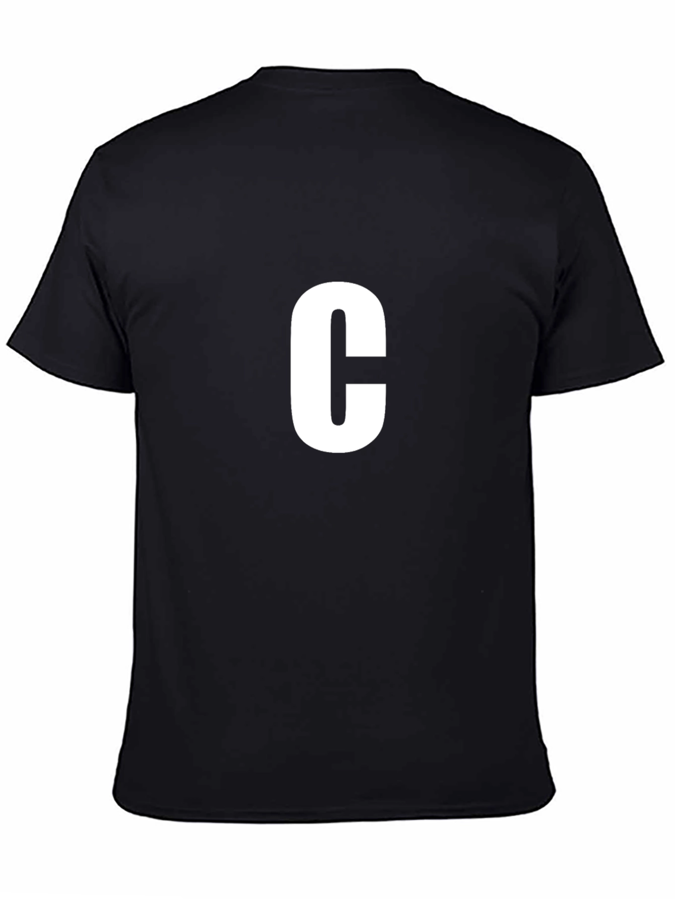 Letter C Black T-Shirt - Casual Cotton Tee