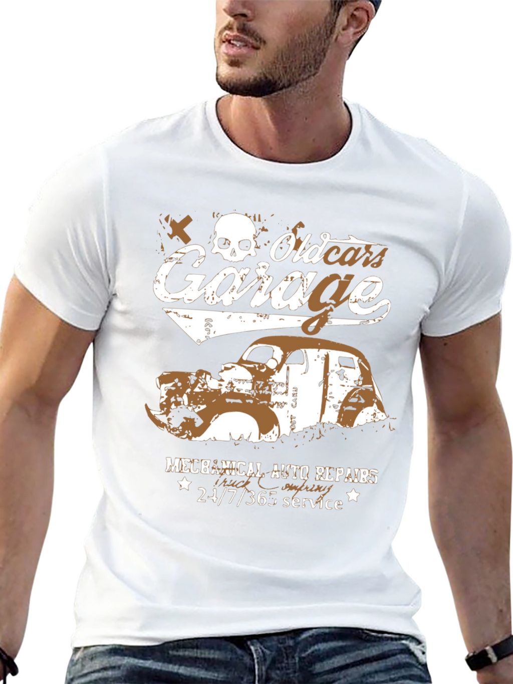 Old Cars Garage T-Shirt - Mechanical Auto Repairs