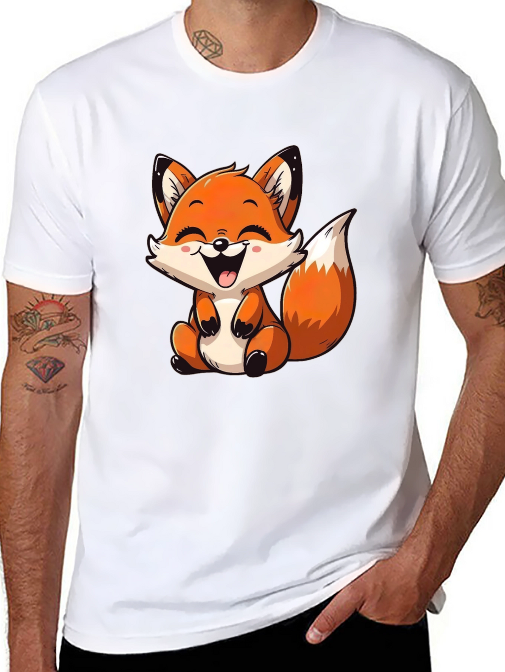Cute Fox Graphic Tee - Unisex Black T-Shirt