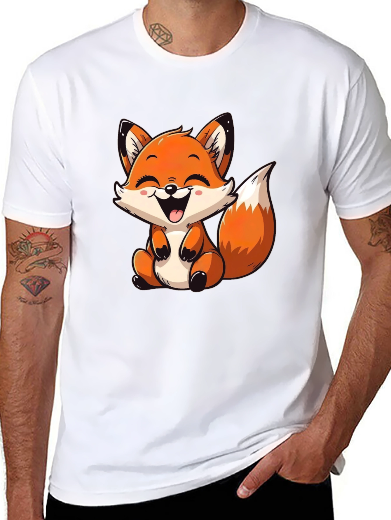 Cute Fox Graphic Tee - Unisex Black T-Shirt