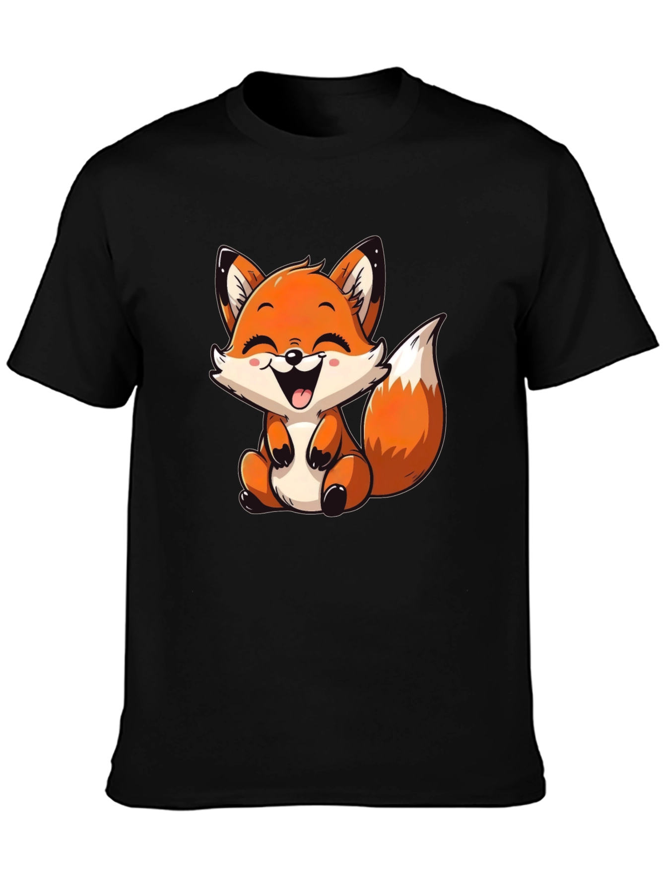 Cute Fox Graphic Tee - Unisex Black T-Shirt