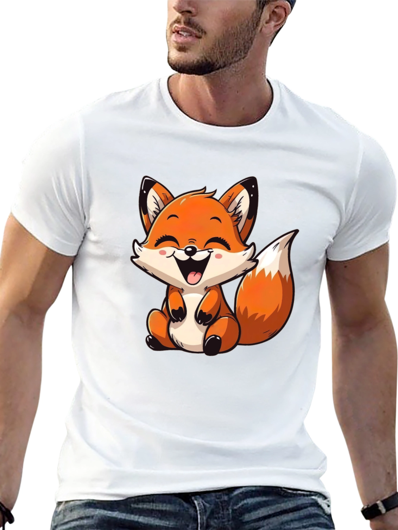 Cute Fox Graphic Tee - Unisex Black T-Shirt
