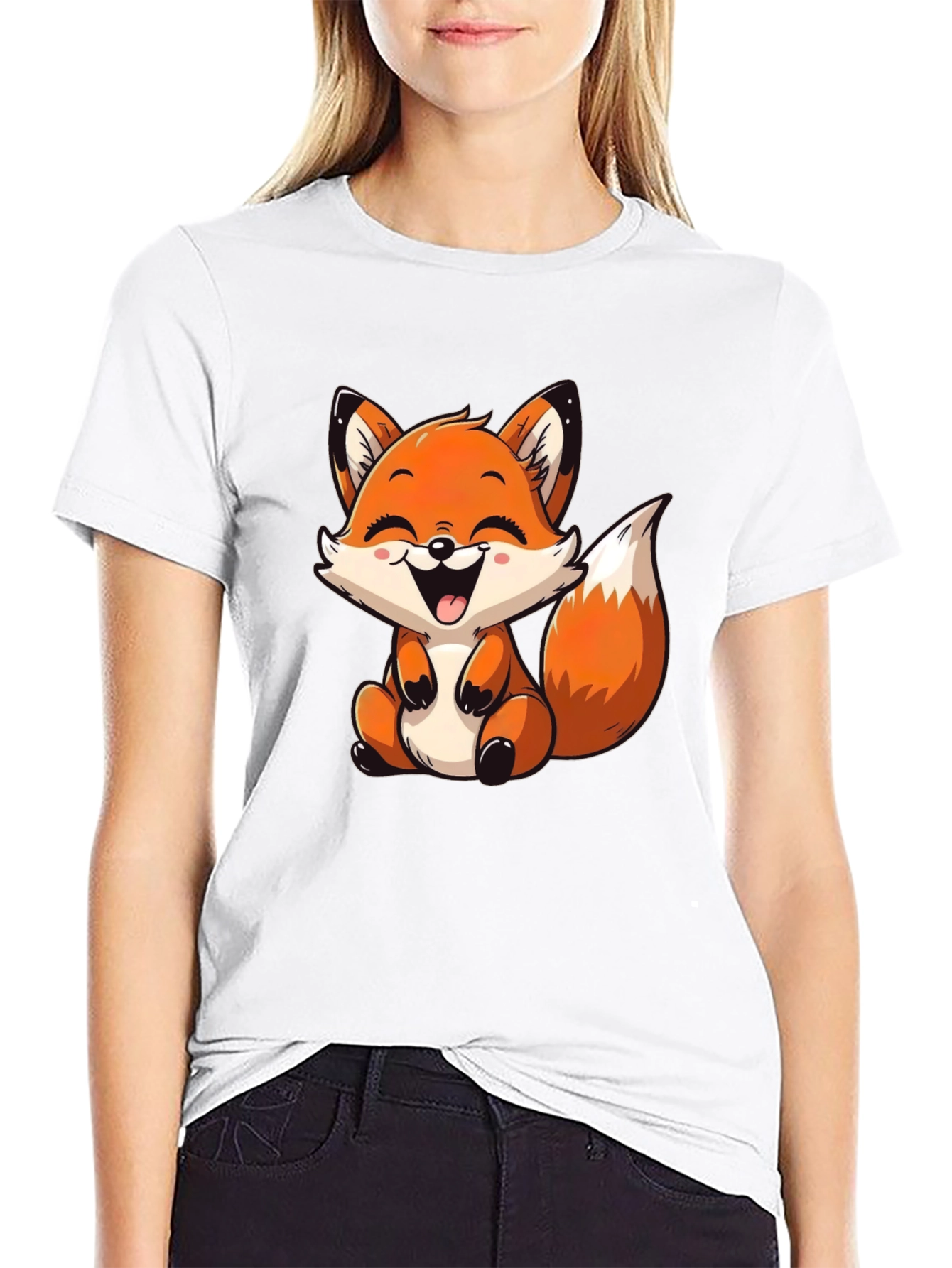 Cute Fox Graphic Tee - Unisex Black T-Shirt