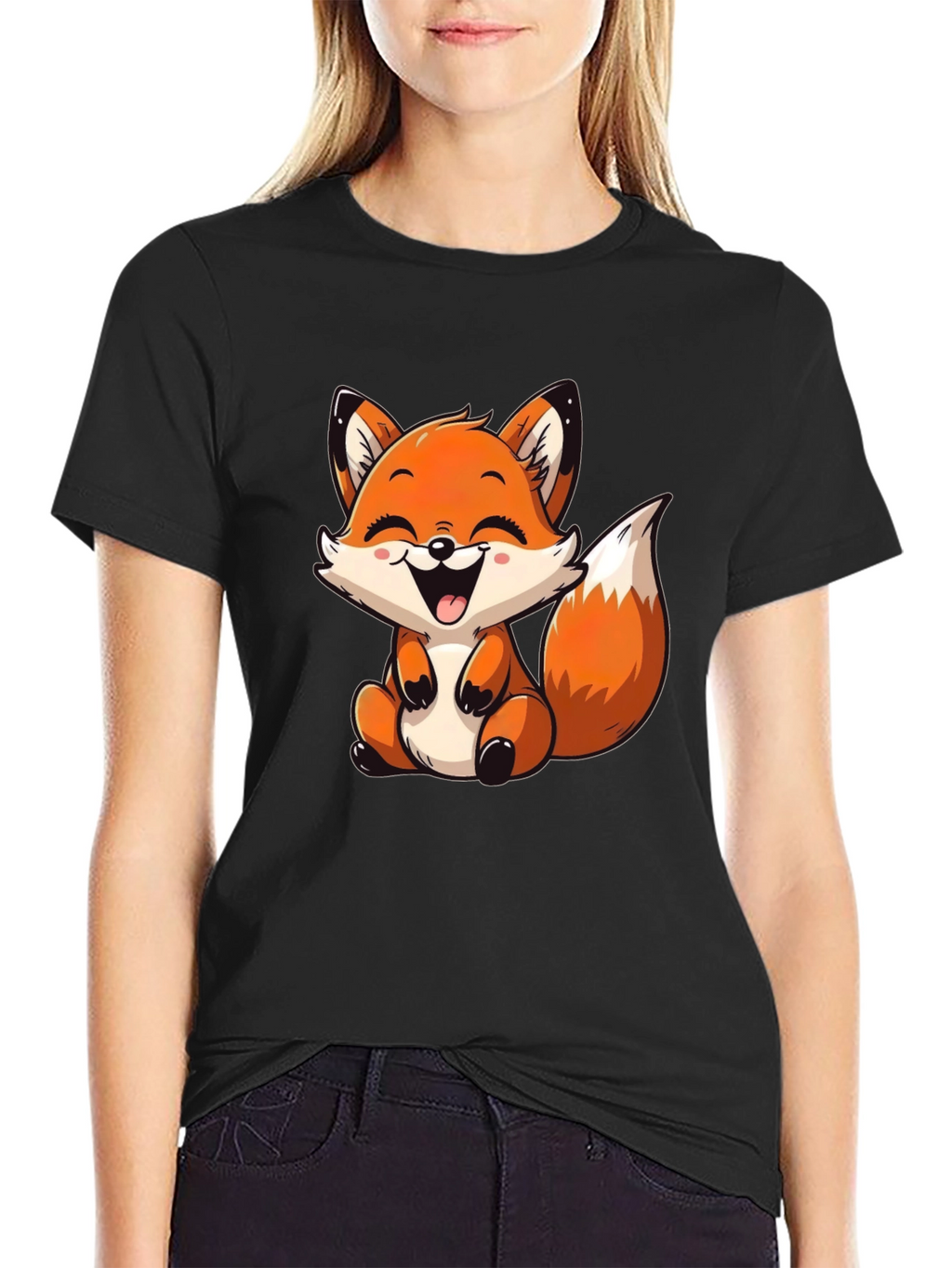 Cute Fox Graphic Tee - Unisex Black T-Shirt