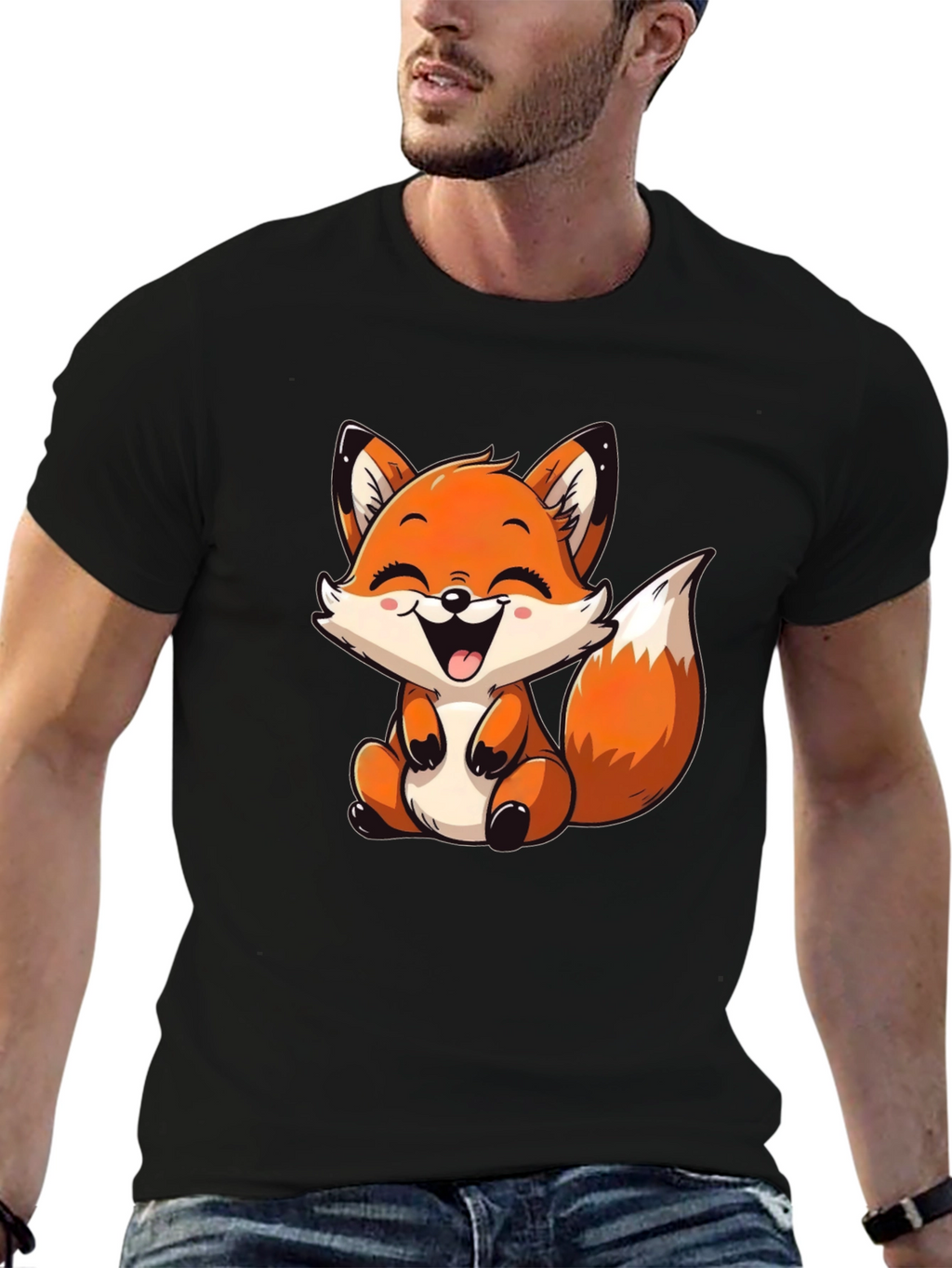 Cute Fox Graphic Tee - Unisex Black T-Shirt