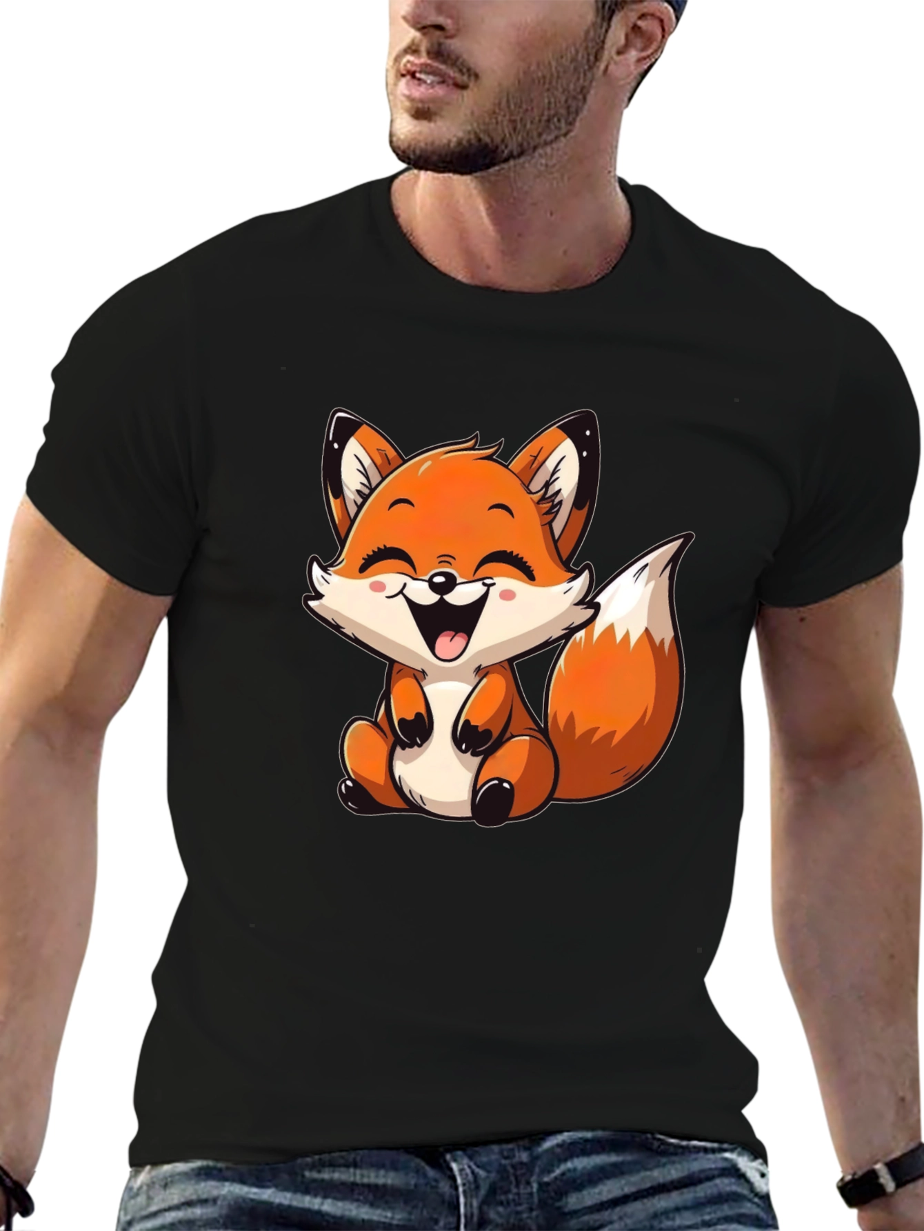 Cute Fox Graphic Tee - Unisex Black T-Shirt