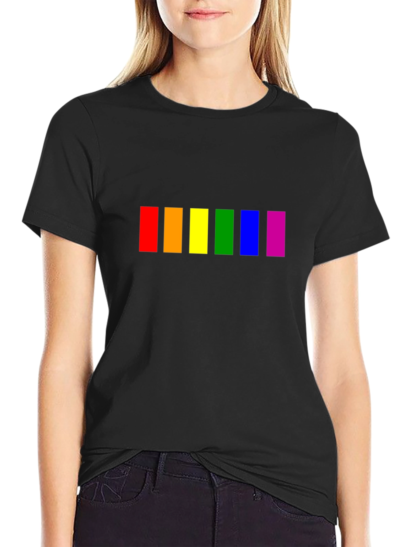Pride Rainbow Stripe Graphic Tee - Soft Cotton Comfort