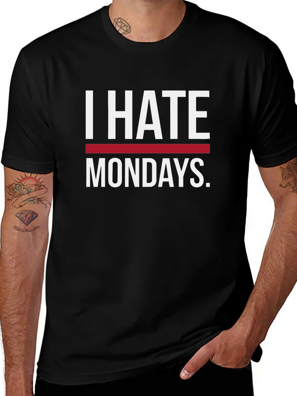 I Hate Mondays Graphic Tee - Black Casual T-Shirt