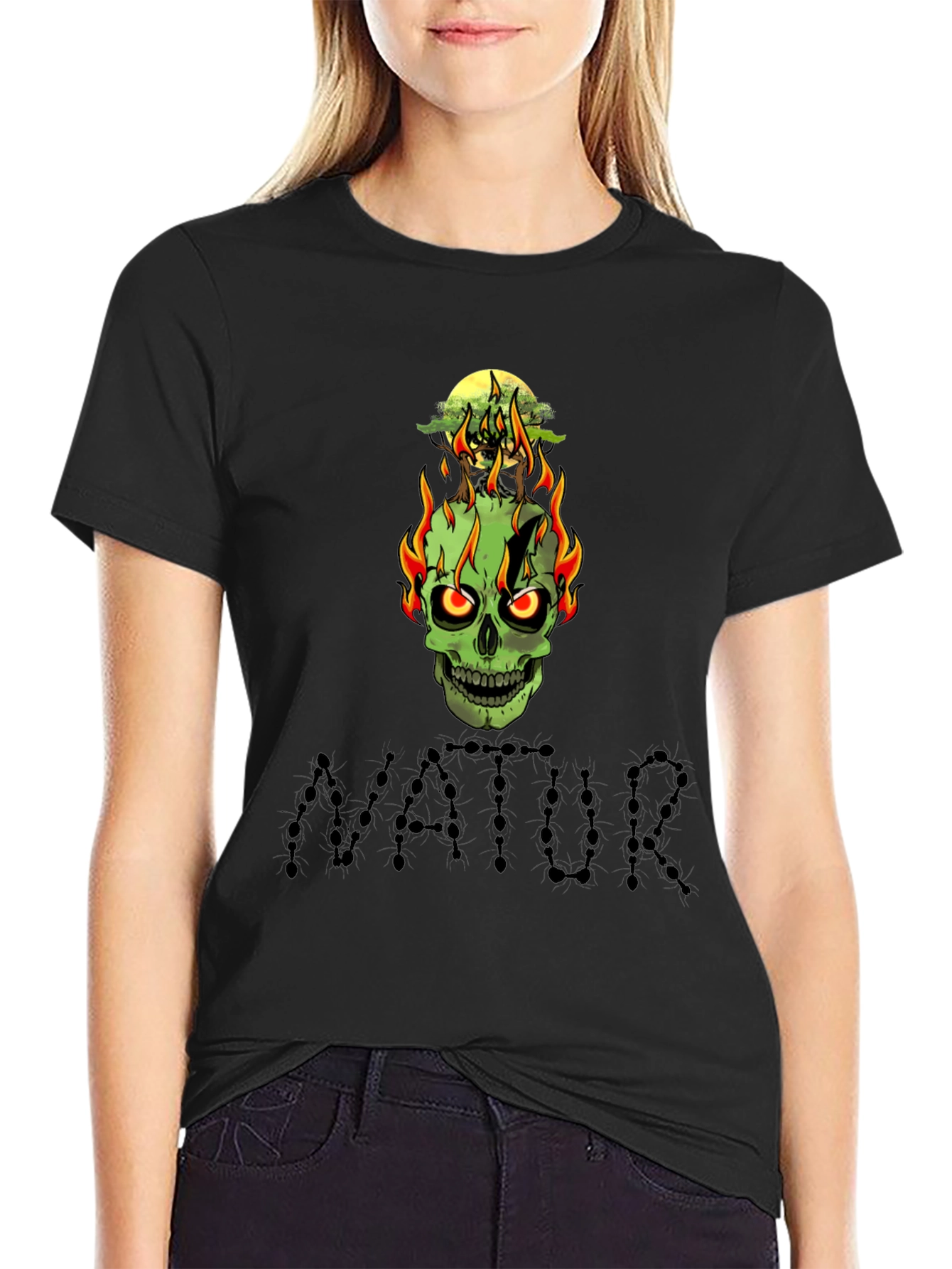 Skull Graphic Tee -  Natur Black T-Shirt