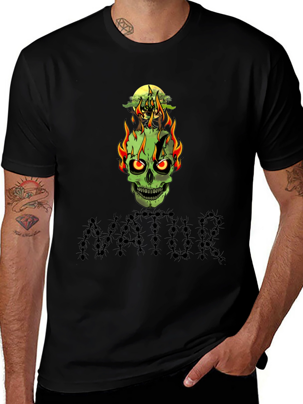 Skull Graphic Tee -  Natur Black T-Shirt