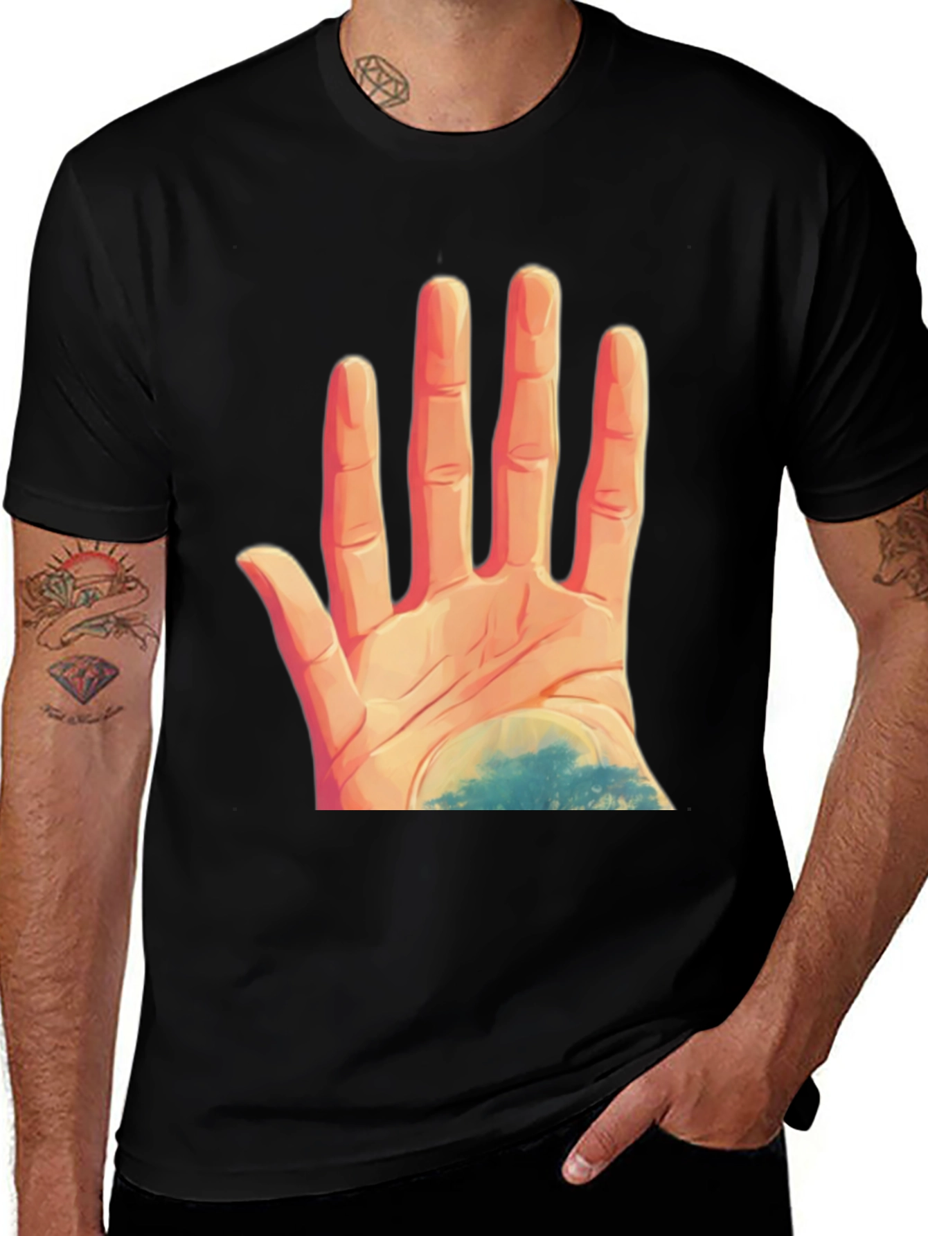 Hand Graphic Black T-Shirt