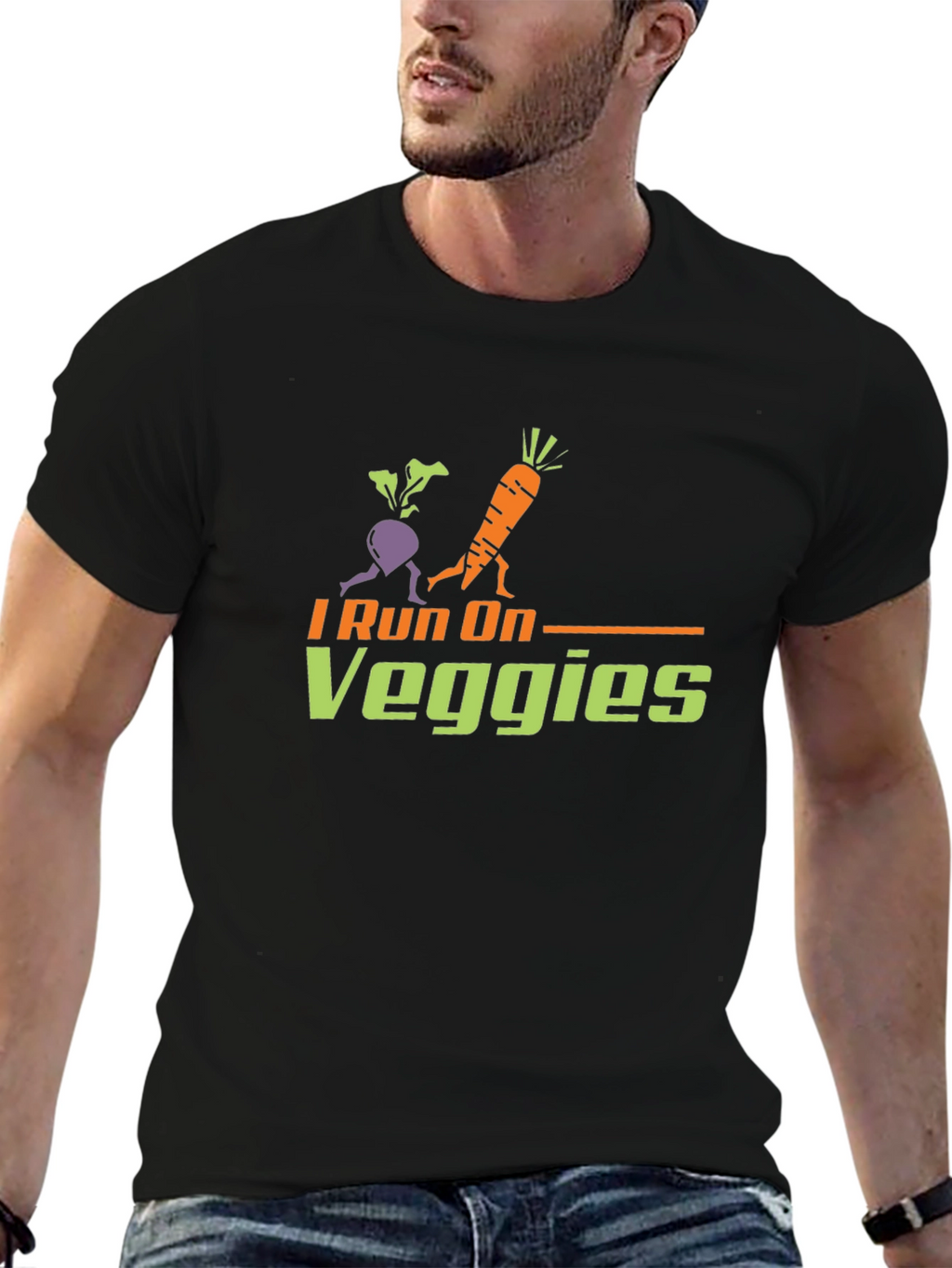 I Run On Veggies T-Shirt - Vegan Fitness Tee