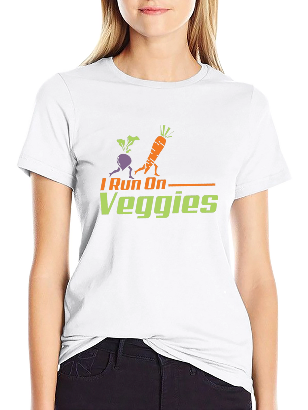 I Run On Veggies T-Shirt - Vegan Fitness Tee
