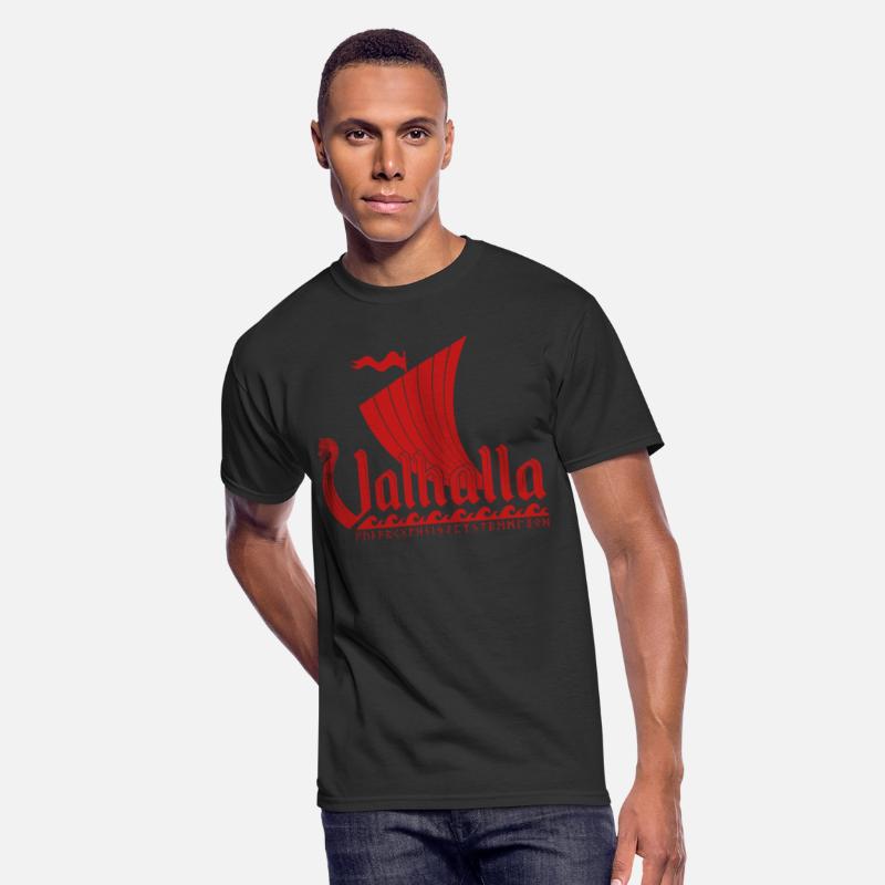 Valhalla viking ship futhark runes red
