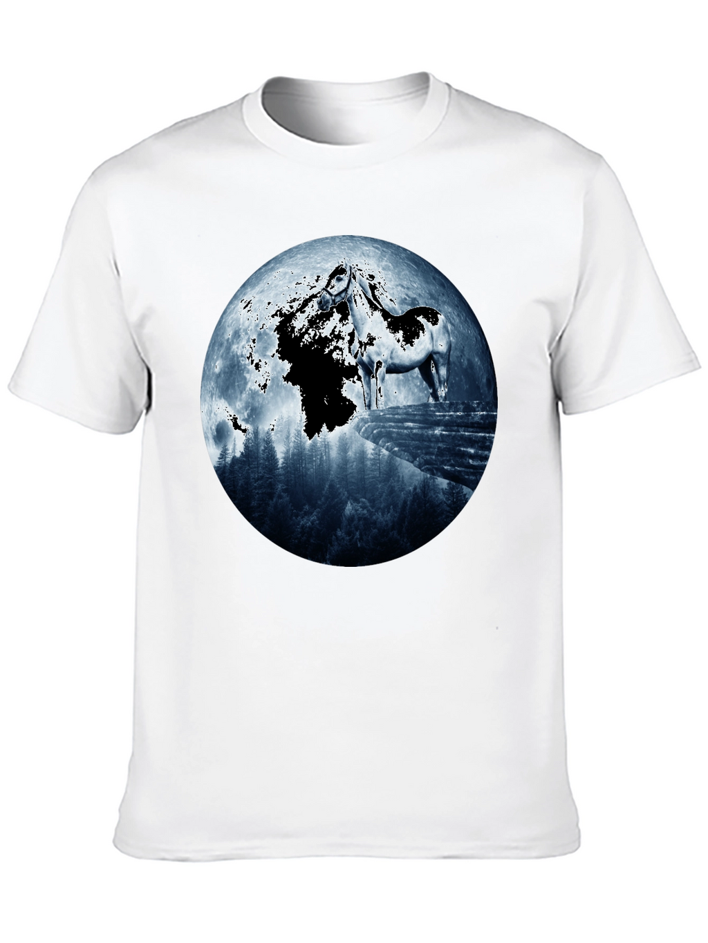 Horse & Moon Graphic T-Shirt - Black