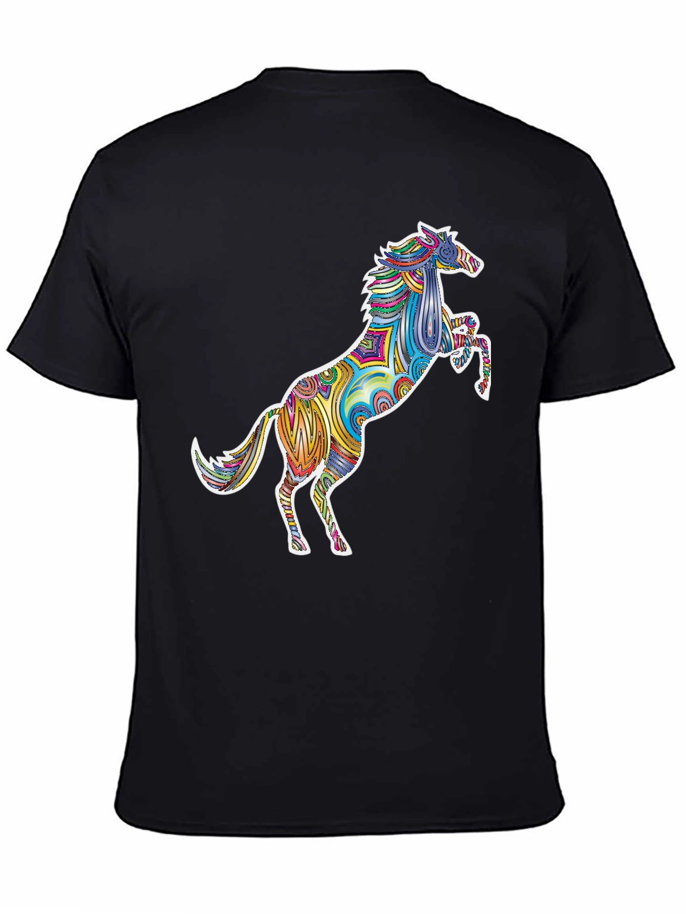 Colorful Horse Graphic Tee - Stylish Mens Black T-Shirt