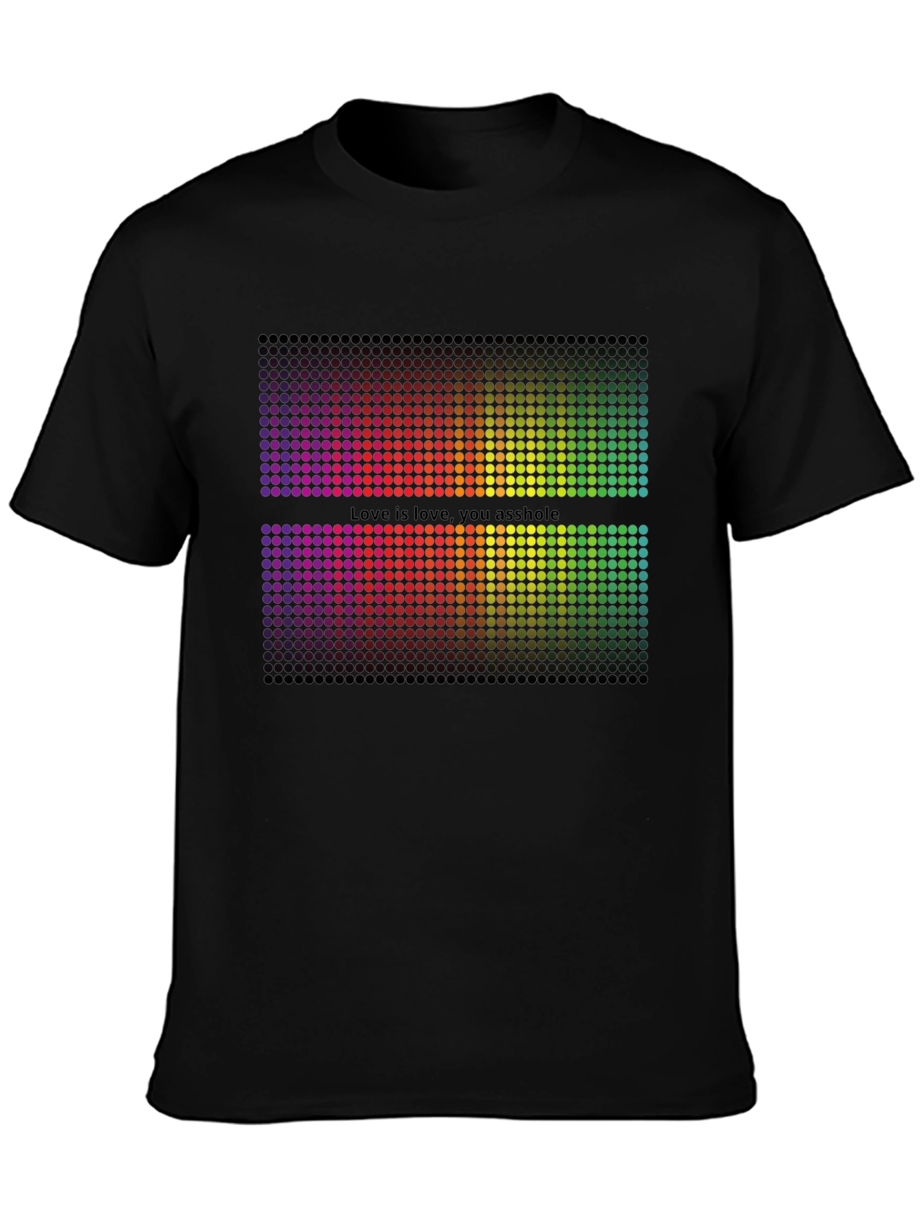 Rainbow Pixel Graphic Black T-Shirt