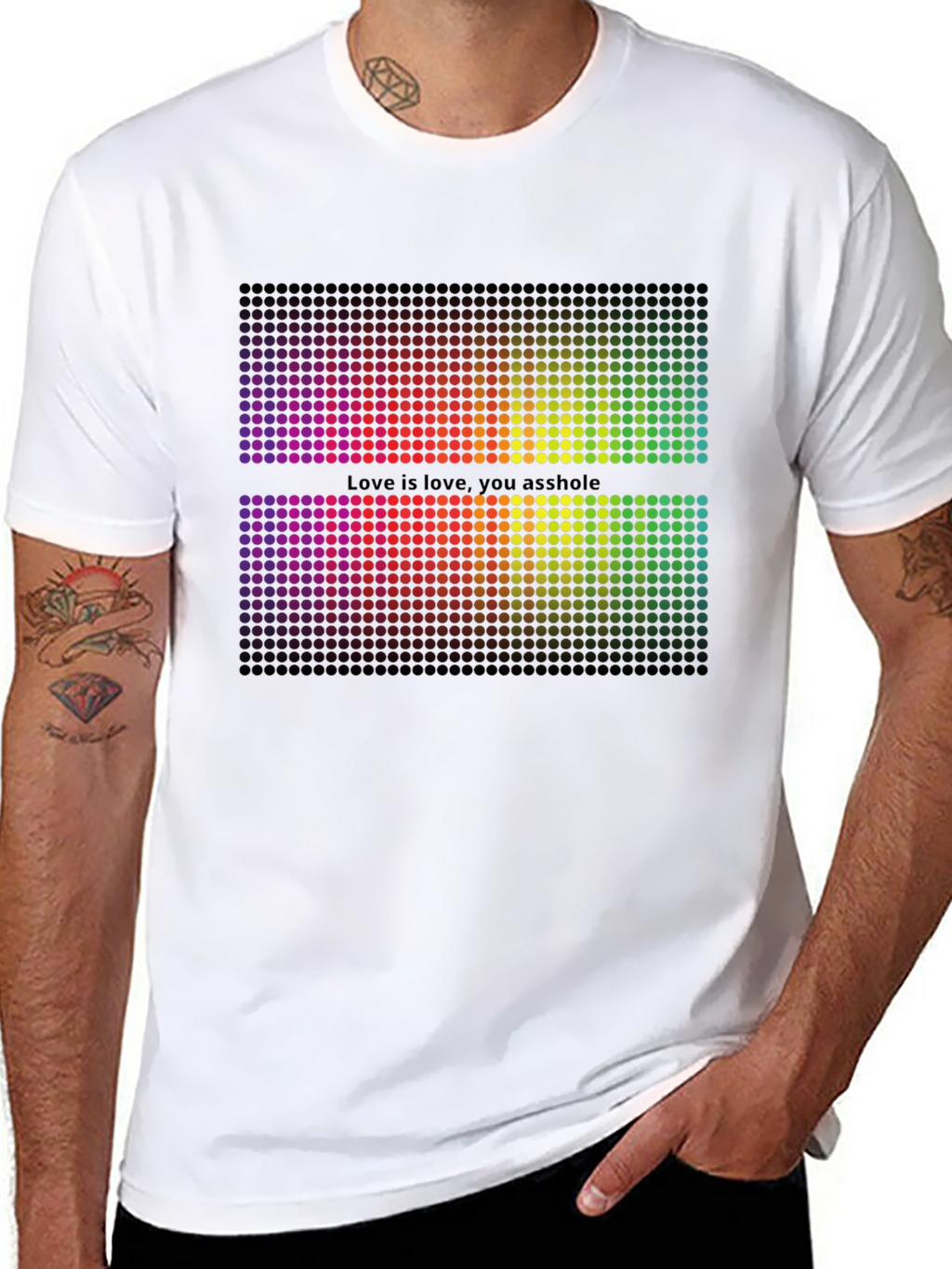 Rainbow Pixel Graphic Black T-Shirt