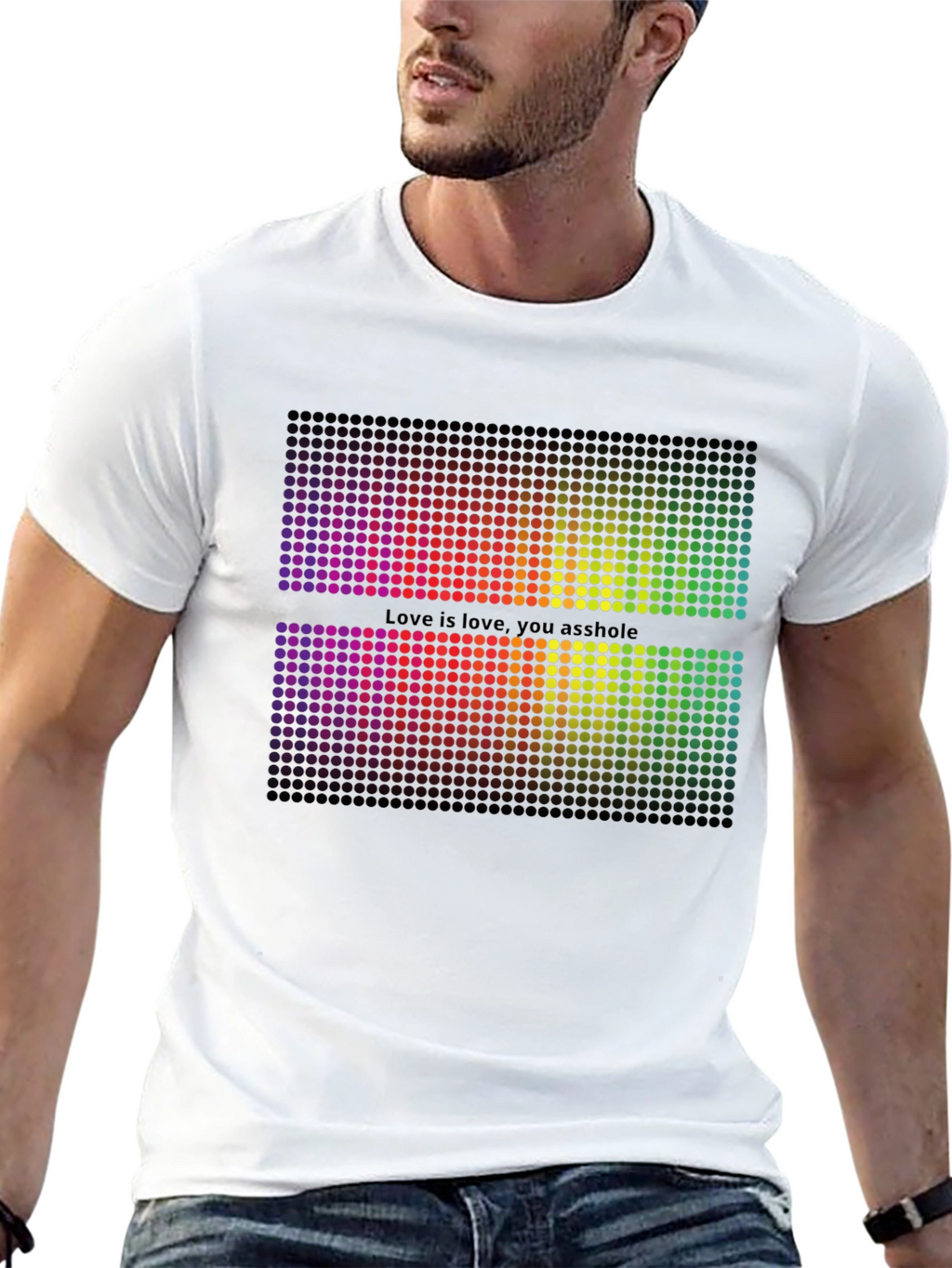 Rainbow Pixel Graphic Black T-Shirt